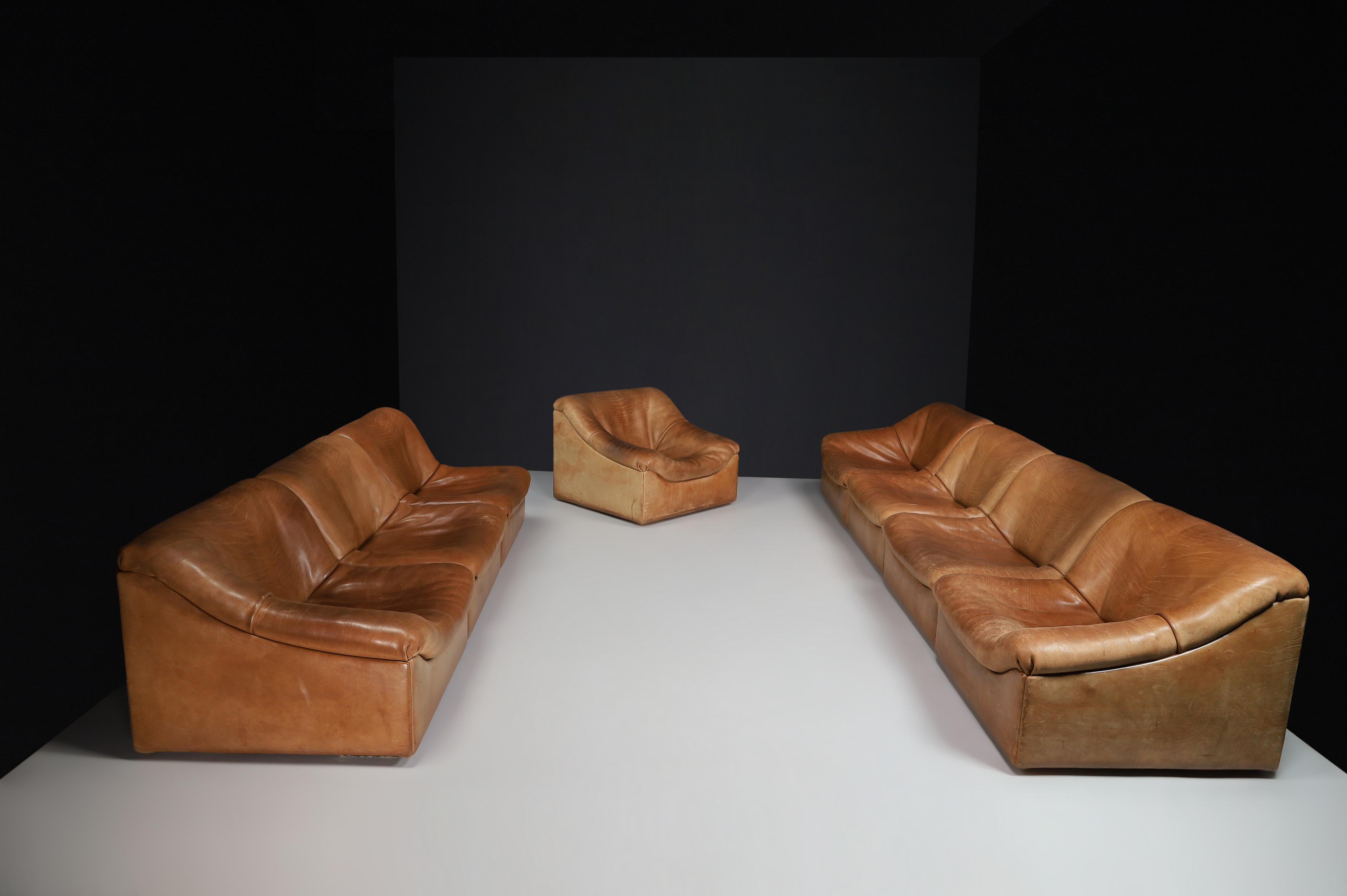 De Sede Ds46 Sectional Sofa-Livingroomset in Buffalo Leather, Switzerland 1970s For Sale 1