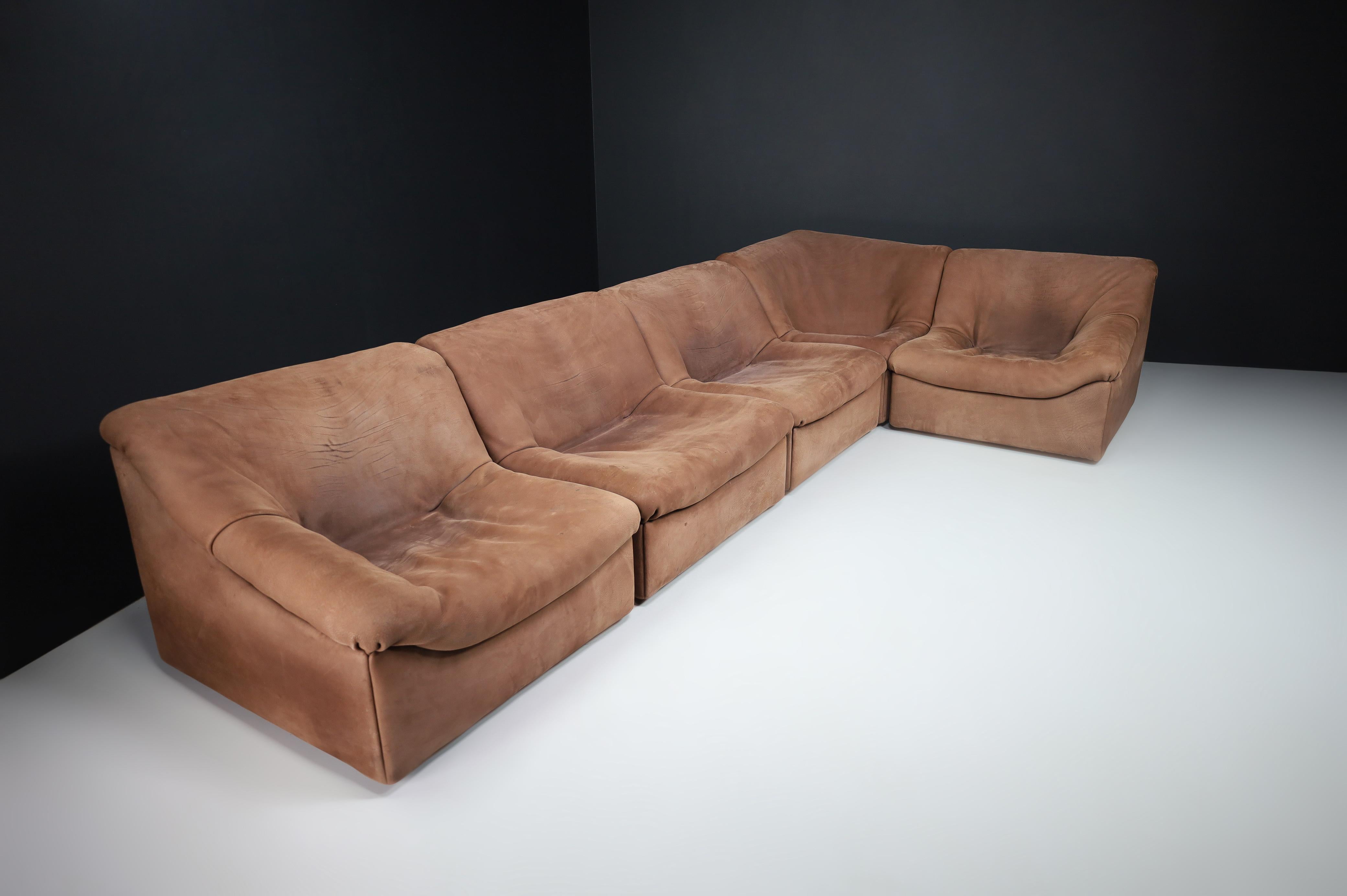 De Sede DS46 Sectional Sofa-Livingroomset in Buffalo Leather, Switzerland 1970s For Sale 13