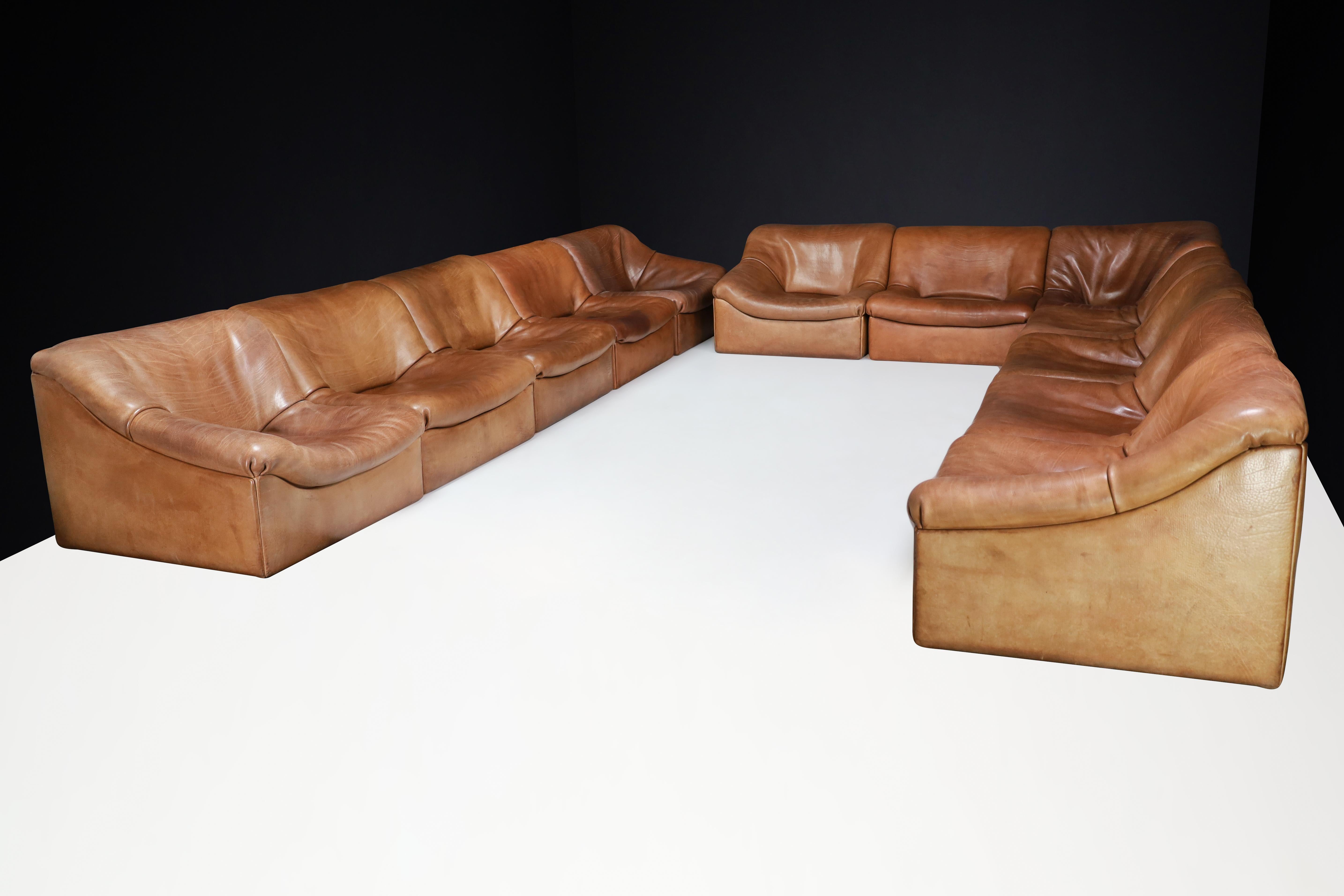 Mid-Century Modern De Sede Ds46 Sectional Sofa-Livingroomset in Buffalo Leather, Switzerland 1970s For Sale