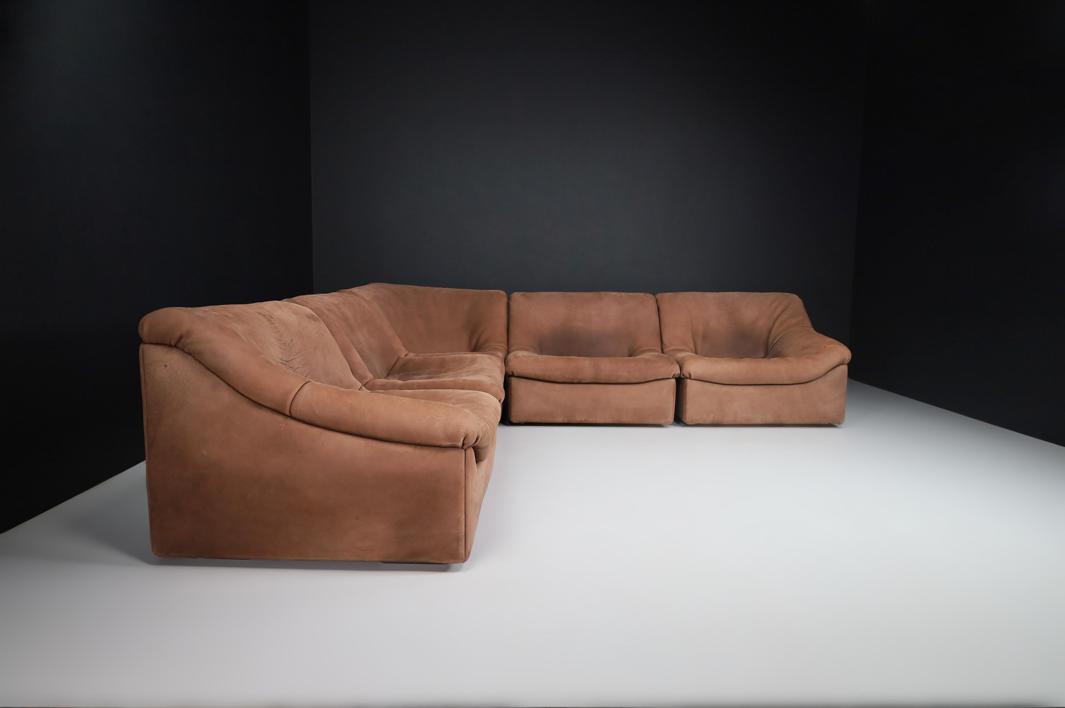 Swiss De Sede DS46 Sectional Sofa-Livingroomset in Buffalo Leather, Switzerland 1970s For Sale
