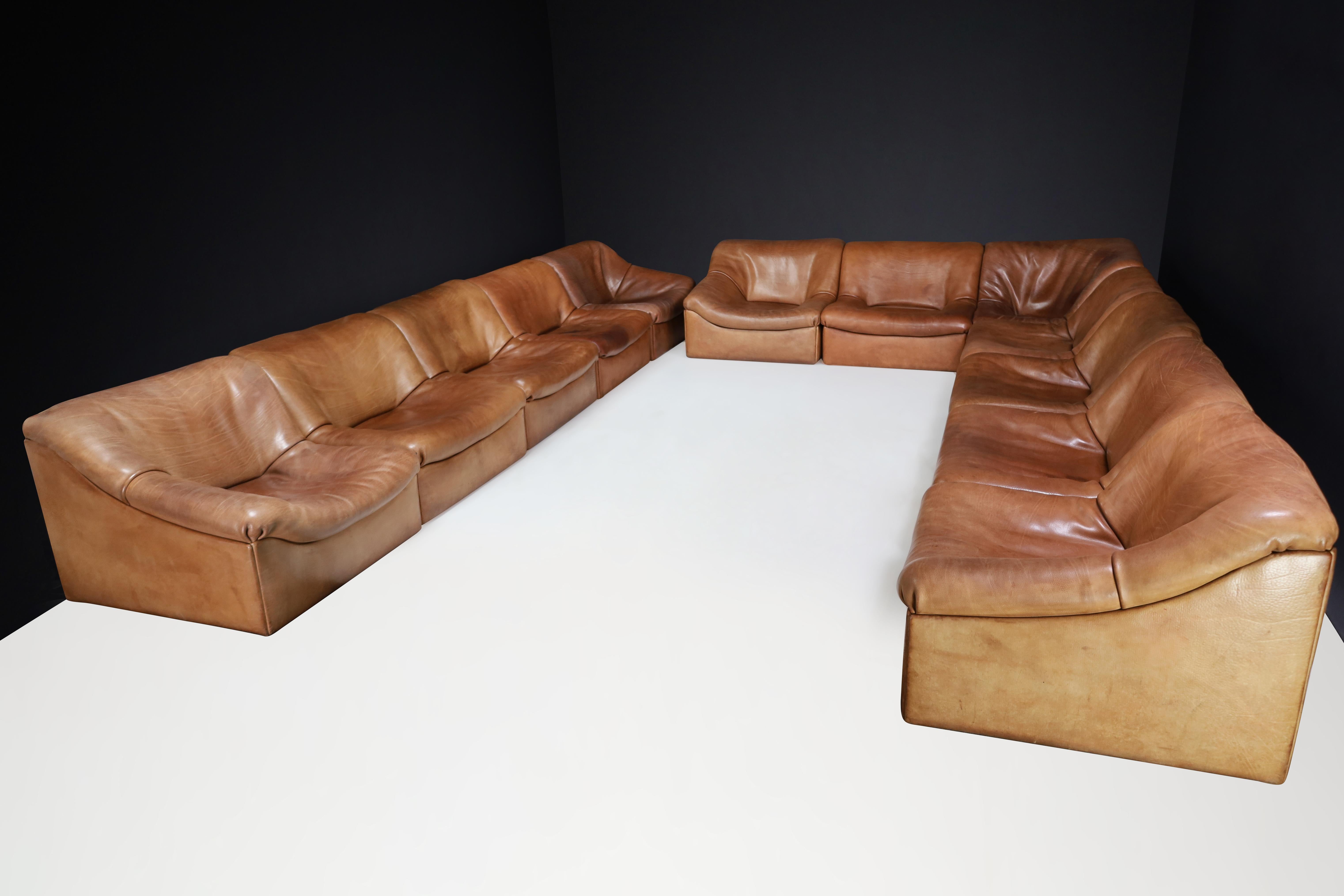 De Sede Ds46 Modulares Sofa-Wohnzimmerset aus Buffalo-Leder, Schweiz 1970er Jahre (20. Jahrhundert) im Angebot
