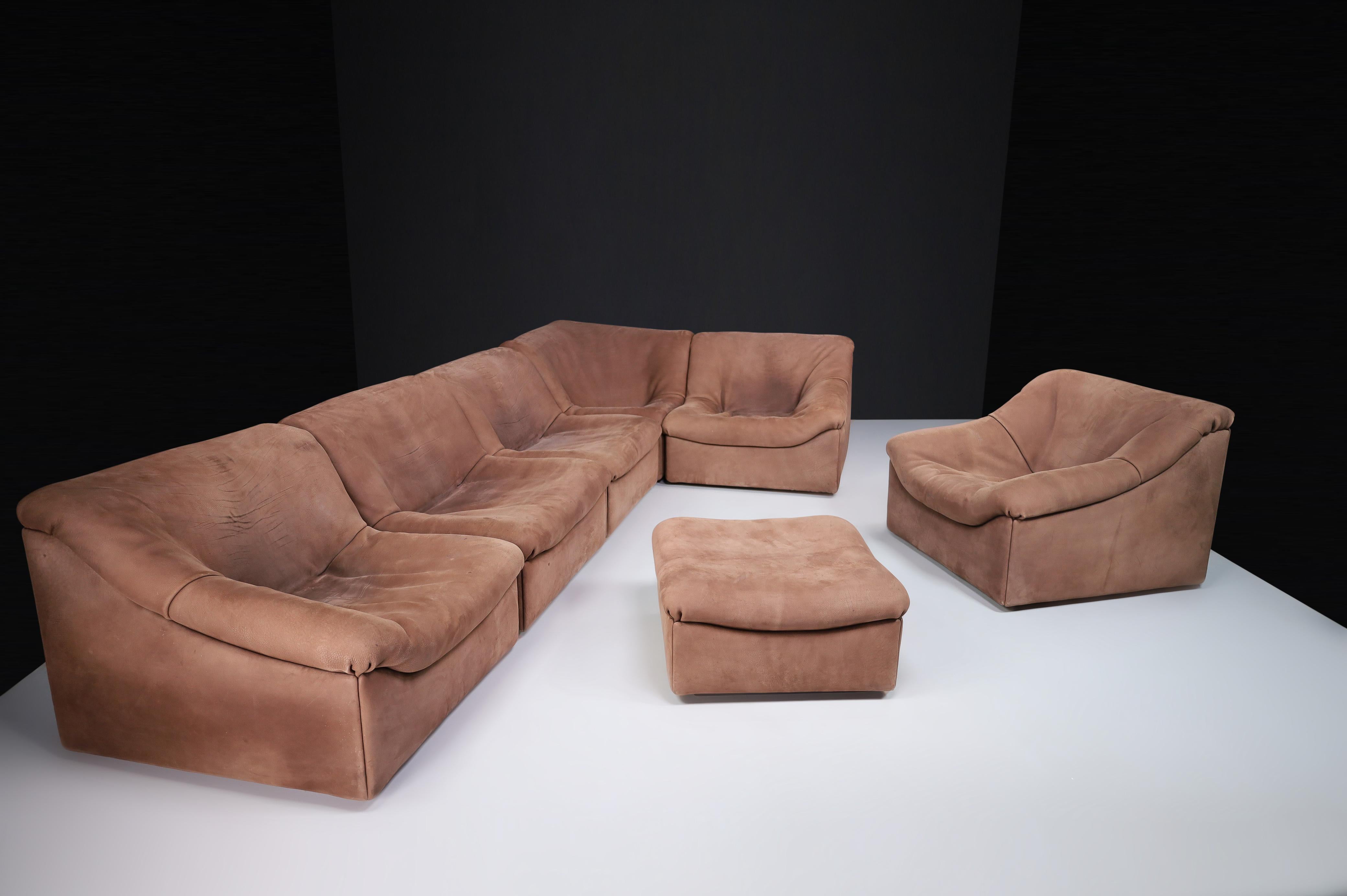 De Sede DS46 Sectional Sofa-Livingroomset in Buffalo Leather, Switzerland 1970s In Good Condition In Almelo, NL