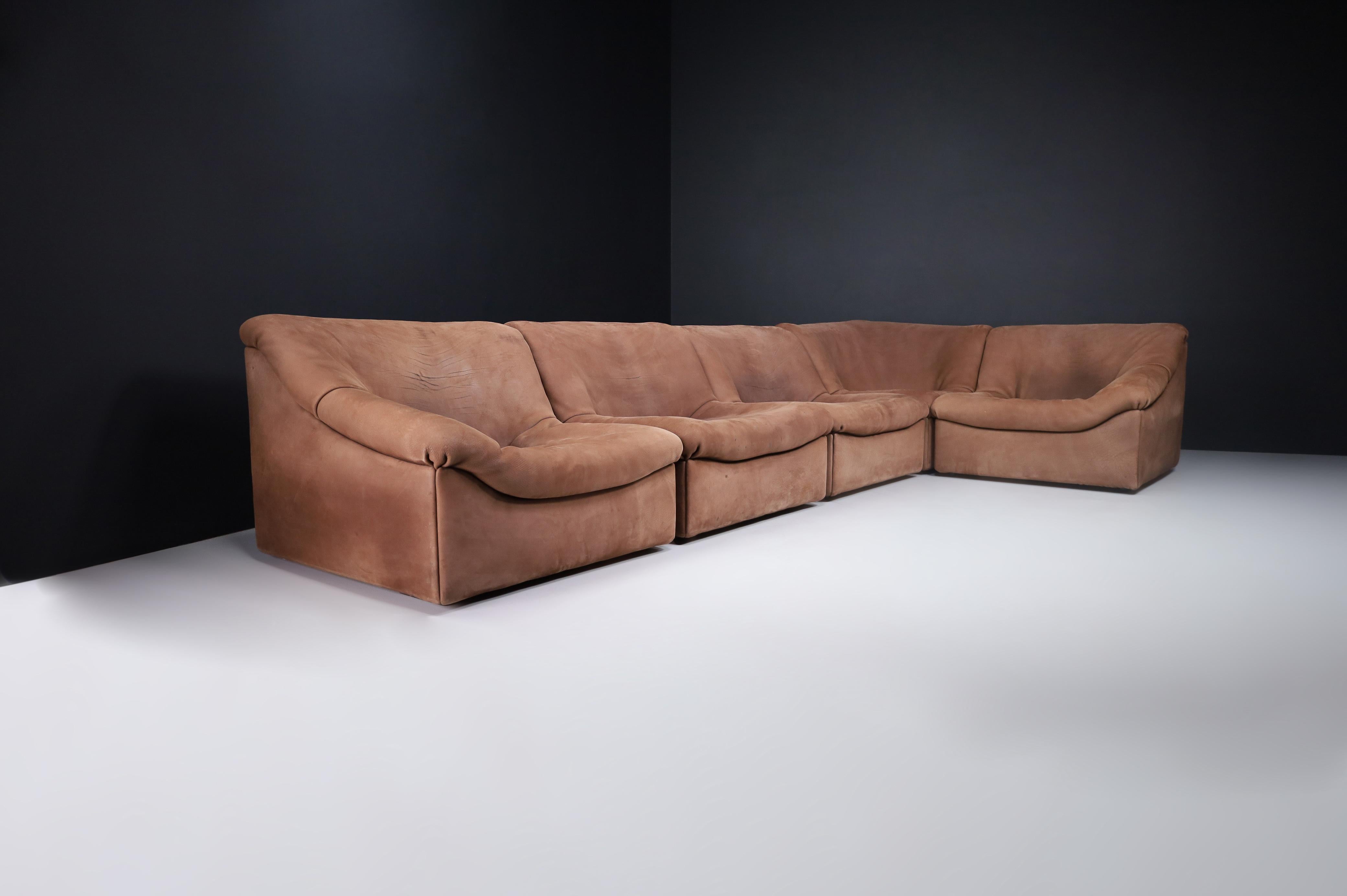 20th Century De Sede DS46 Sectional Sofa-Livingroomset in Buffalo Leather, Switzerland 1970s For Sale