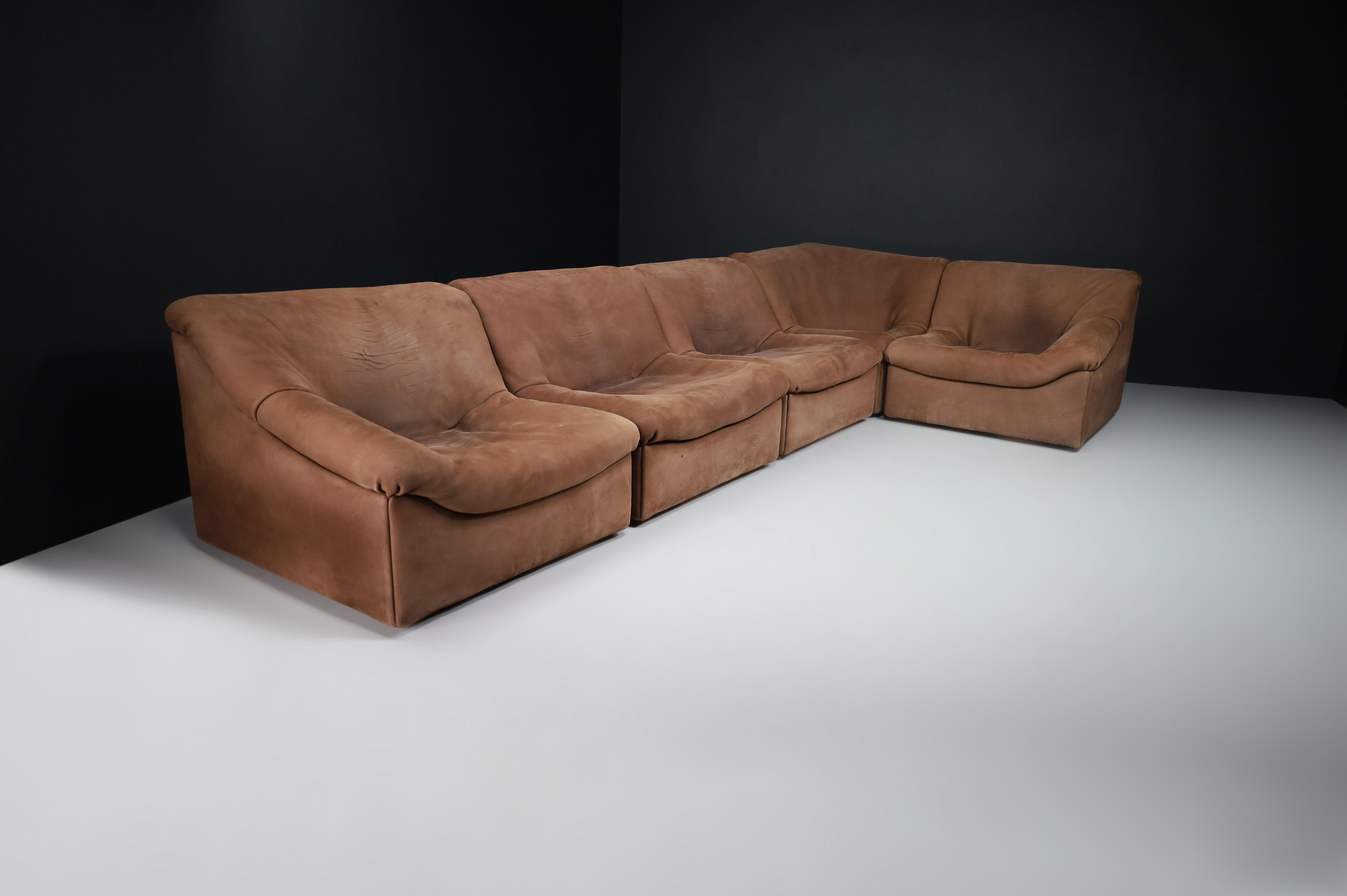 De Sede DS46 Sectional Sofa-Livingroomset in Buffalo Leather, Switzerland 1970s For Sale 1