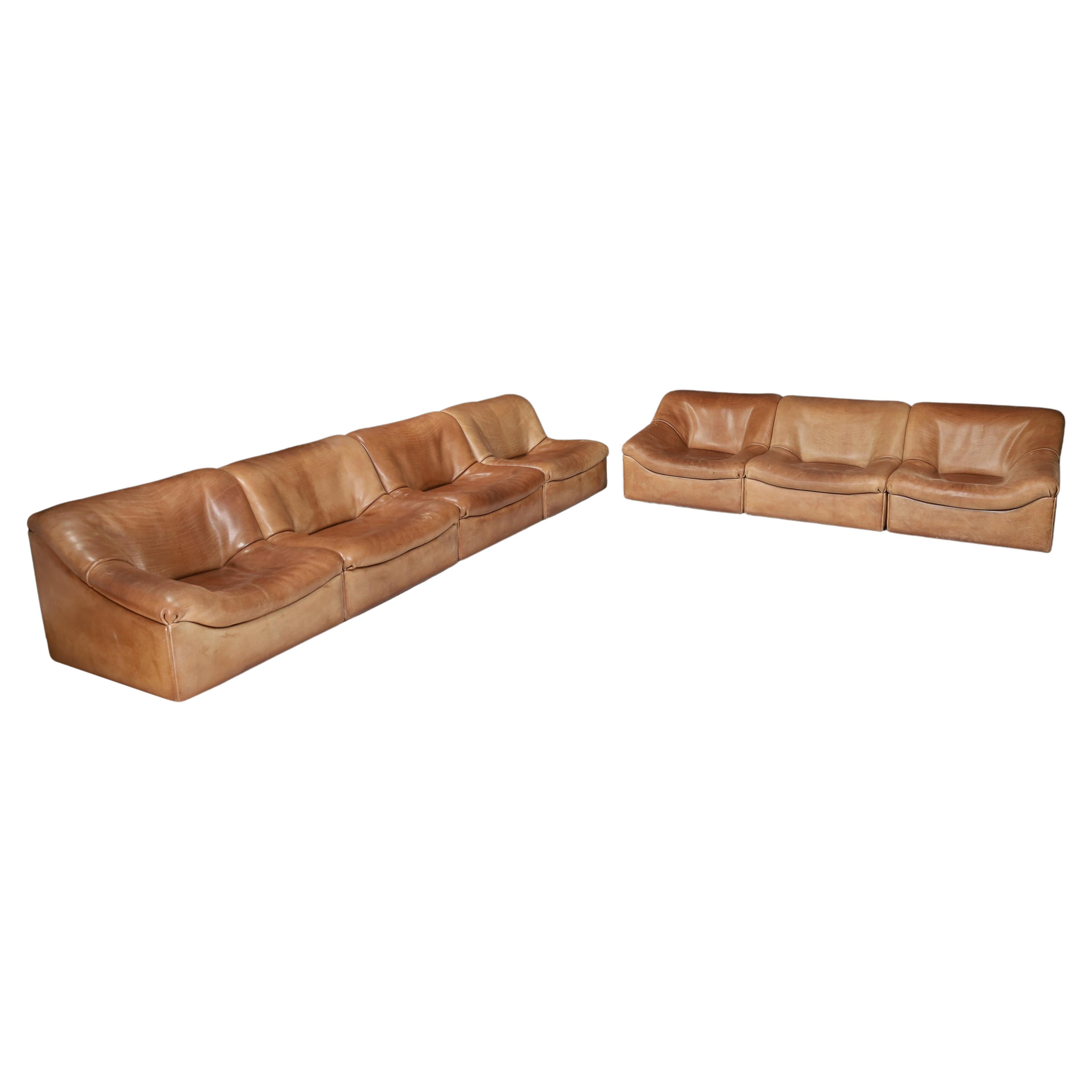 De Sede Ds46 Modulares Sofa-Wohnzimmerset aus Buffalo-Leder, Schweiz 1970er Jahre