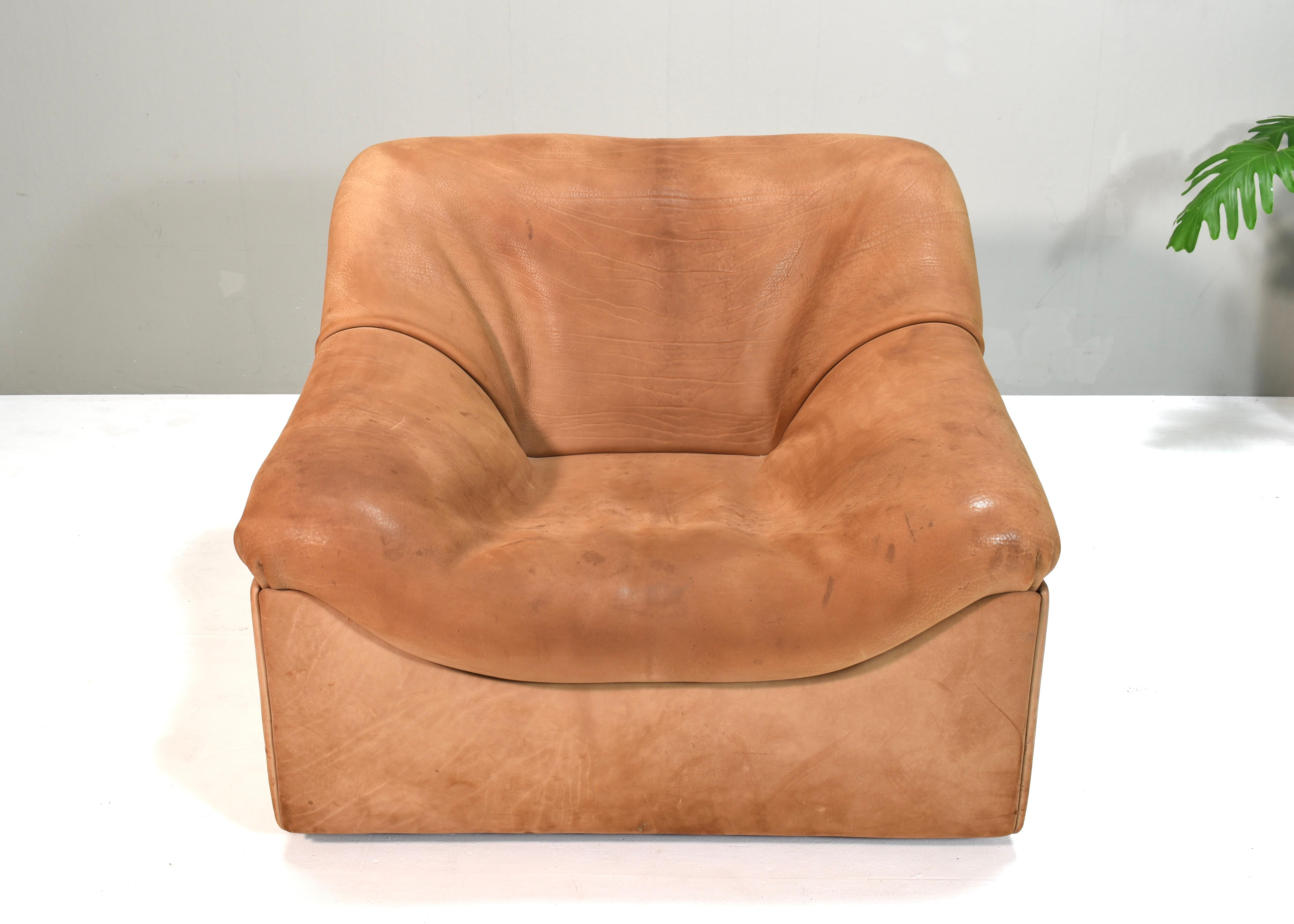 Mid-Century moderno Poltrona De Sede DS46 Tan Buffalo Leather Lounge, Svizzera - 1976 in vendita