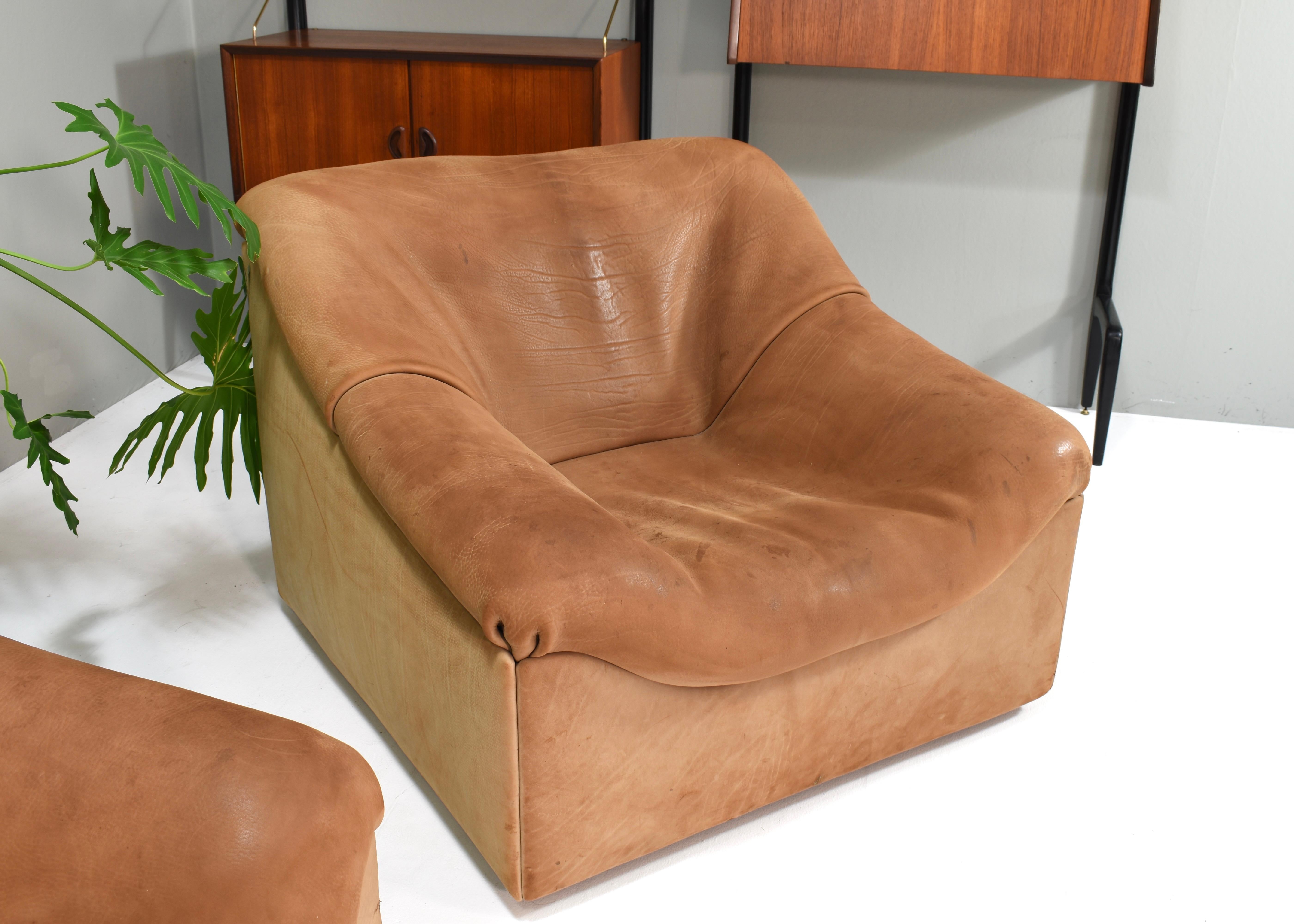 Poltrona De Sede DS46 Tan Buffalo Leather Lounge, Svizzera - 1976 In condizioni buone in vendita a Pijnacker, Zuid-Holland