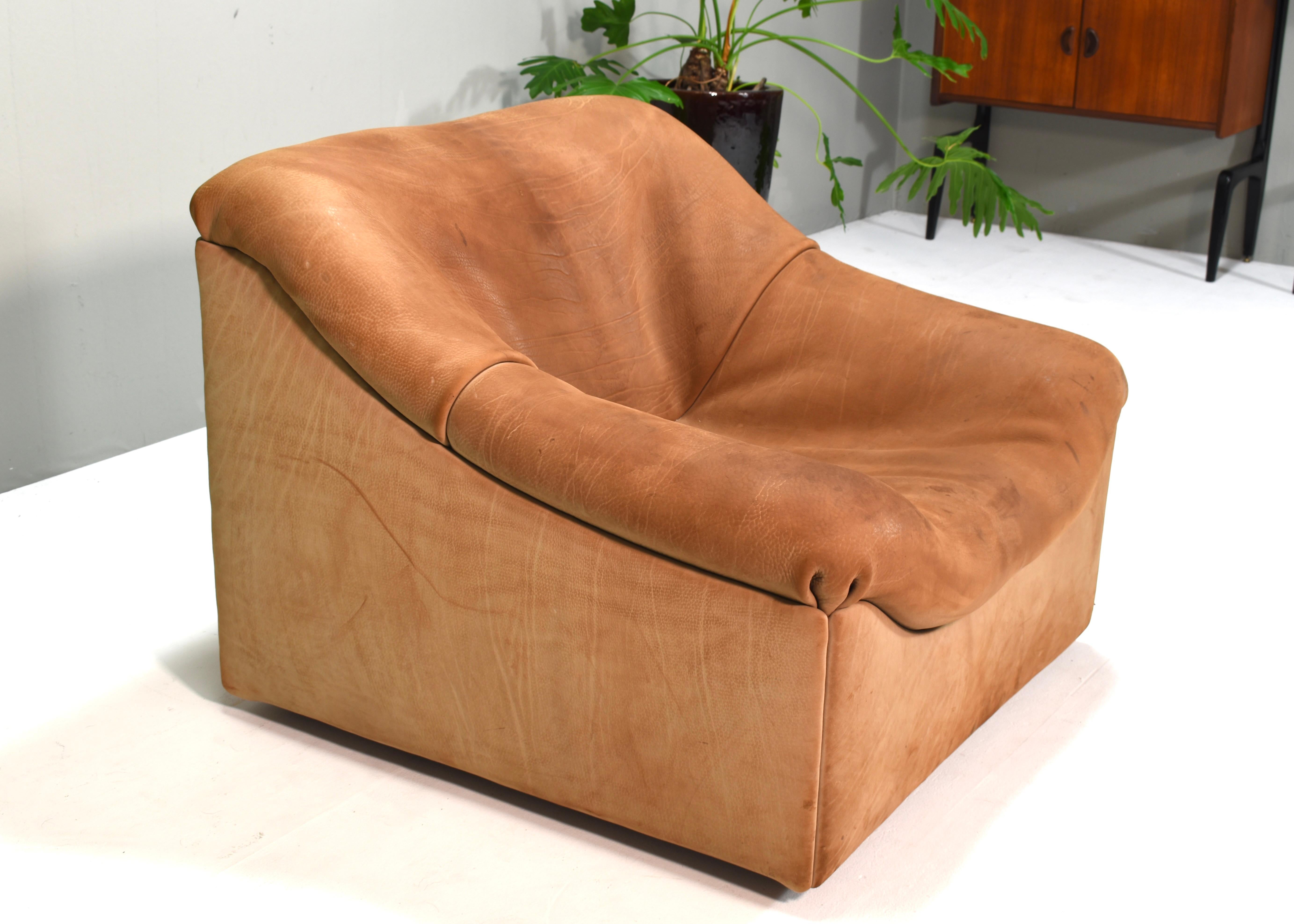 Fine XX secolo Poltrona De Sede DS46 Tan Buffalo Leather Lounge, Svizzera - 1976 in vendita