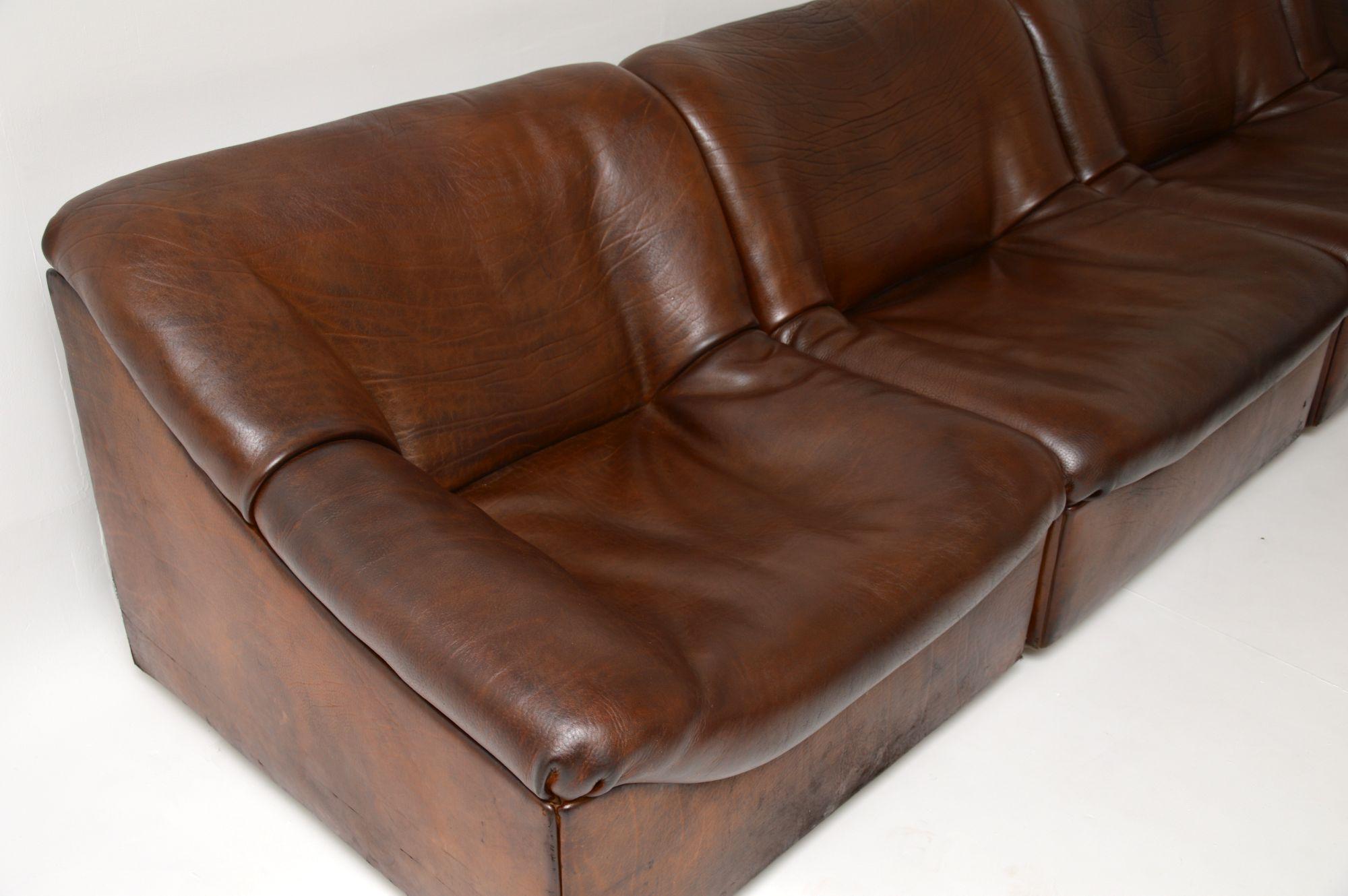 Swiss De Sede DS46 Vintage Leather Sectional Corner Sofa