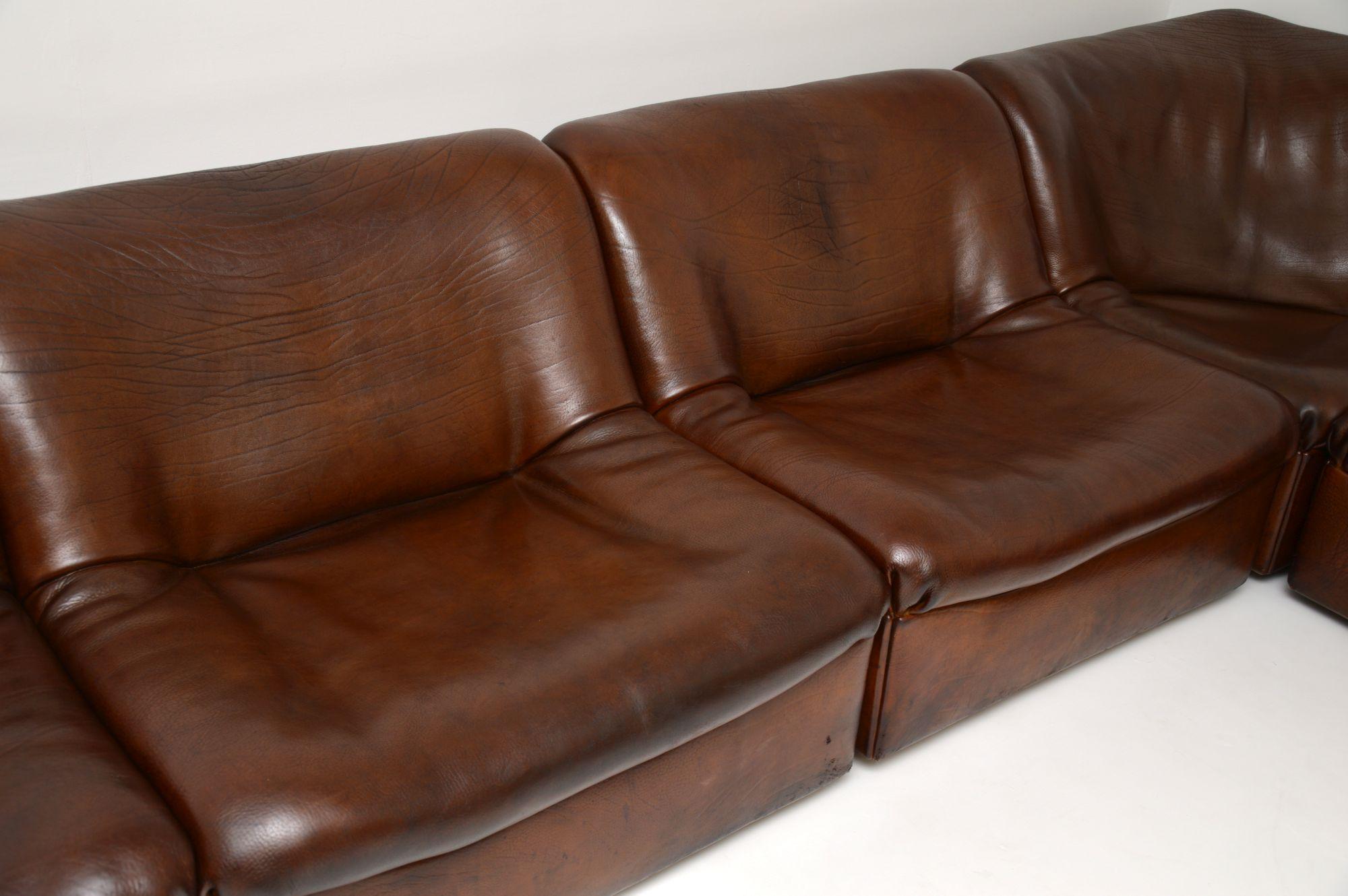 Mid-Century Modern De Sede DS46 Vintage Leather Sectional Corner Sofa