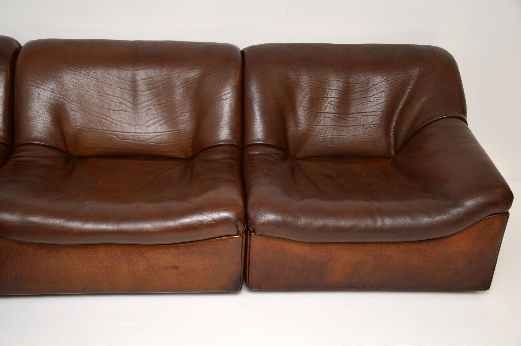 De Sede DS46 Vintage Leather Sectional Corner Sofa In Good Condition In London, GB