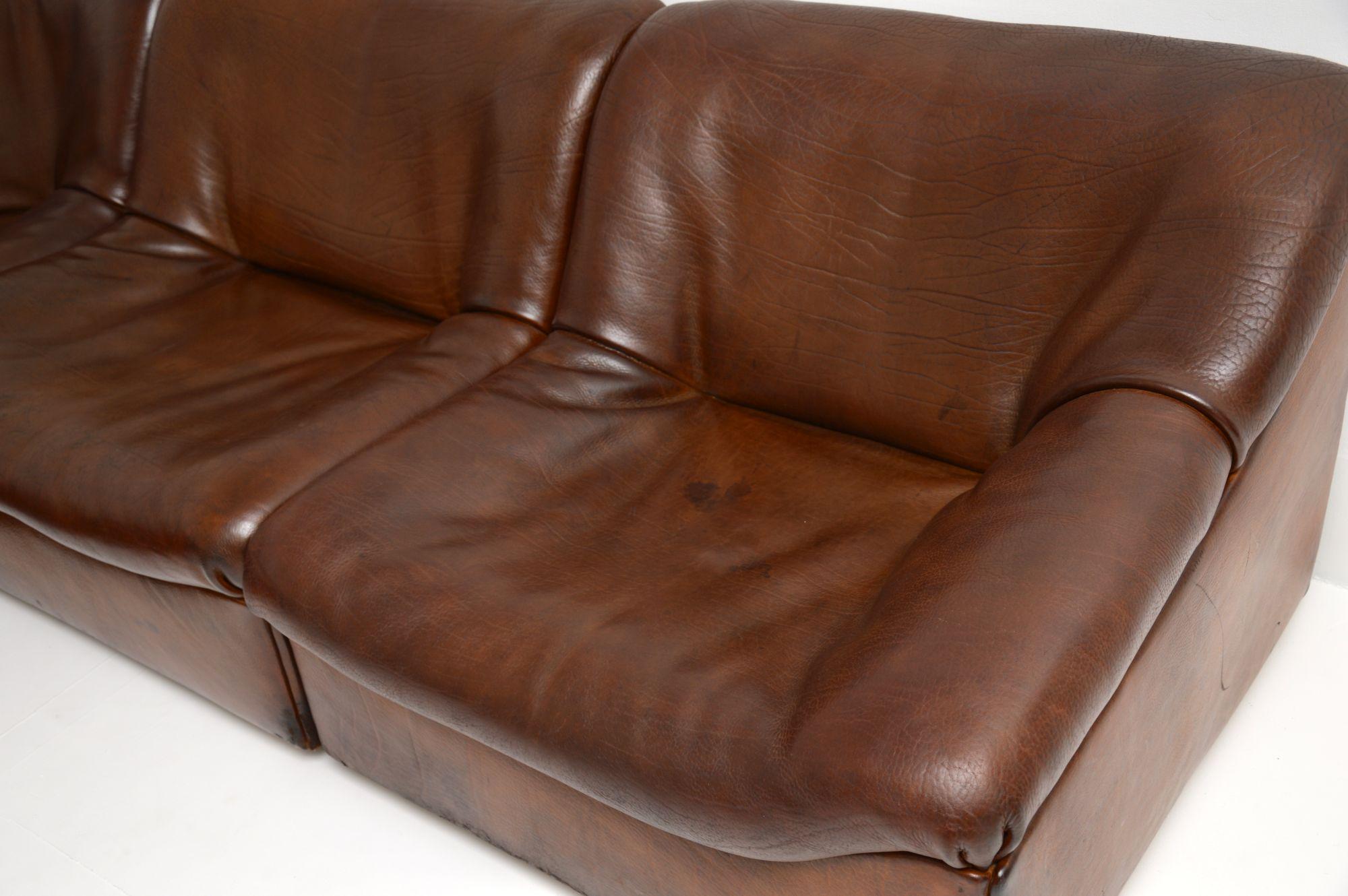 De Sede DS46 Vintage Leather Sectional Corner Sofa 2