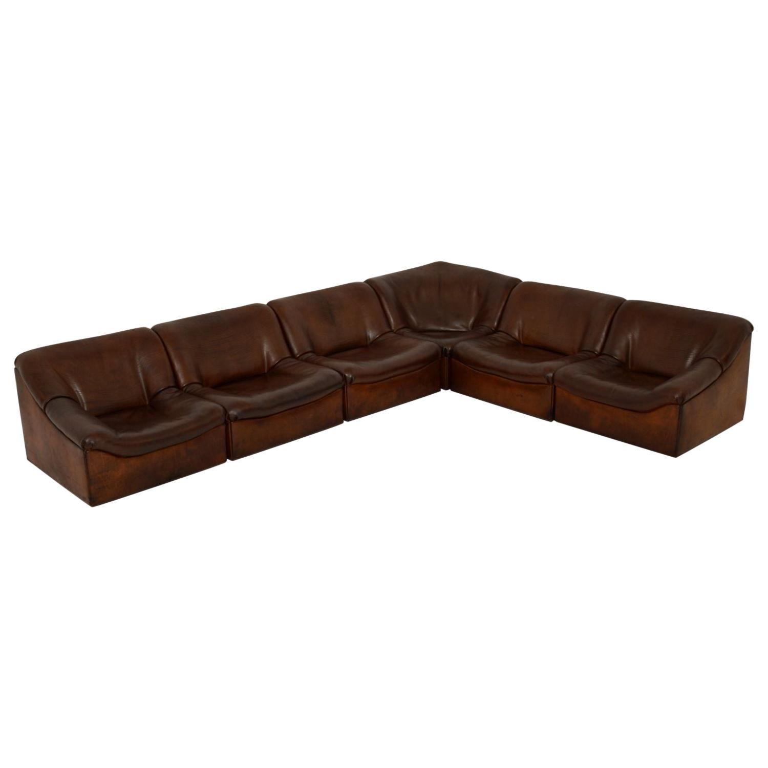 De Sede DS46 Vintage Leather Sectional Corner Sofa