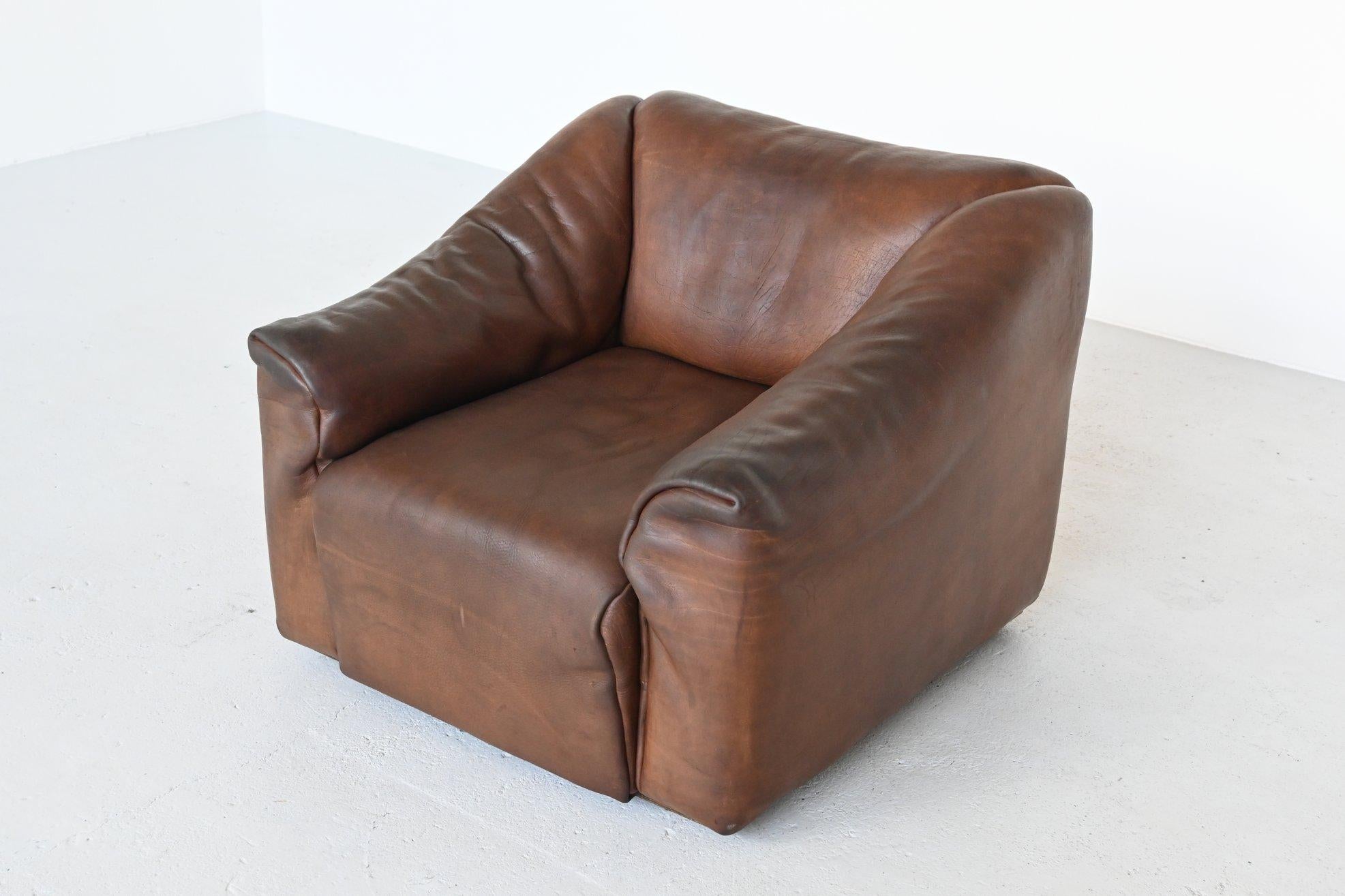 De Sede DS47 Armchair with Ottoman Brown Buffalo Leather, Switzerland, 1970 In Good Condition In Etten-Leur, NL