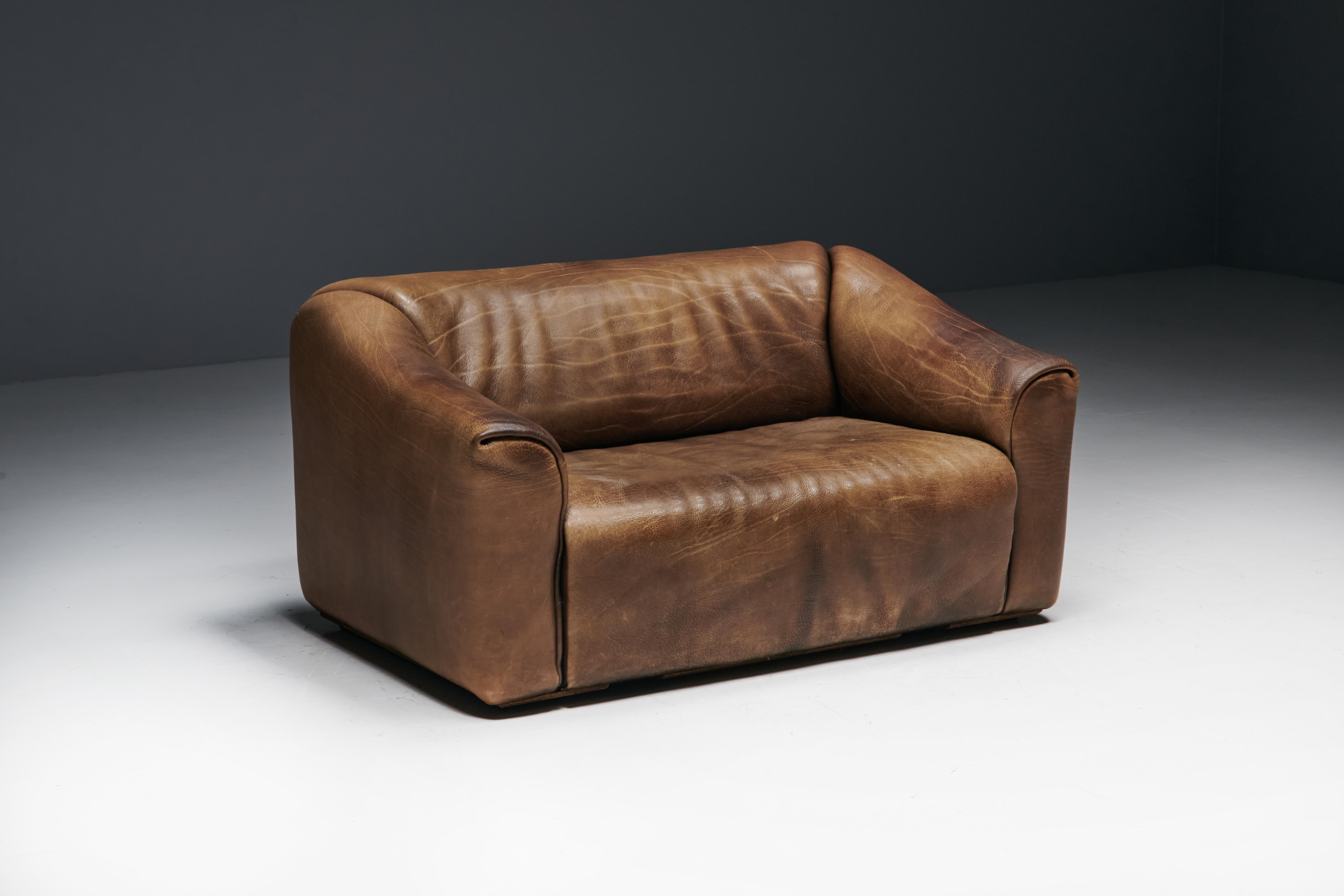 De Sede DS47 Bullhide-Leder-Sofa aus Leder, Schweiz, 1970er Jahre (Ende des 20. Jahrhunderts) im Angebot