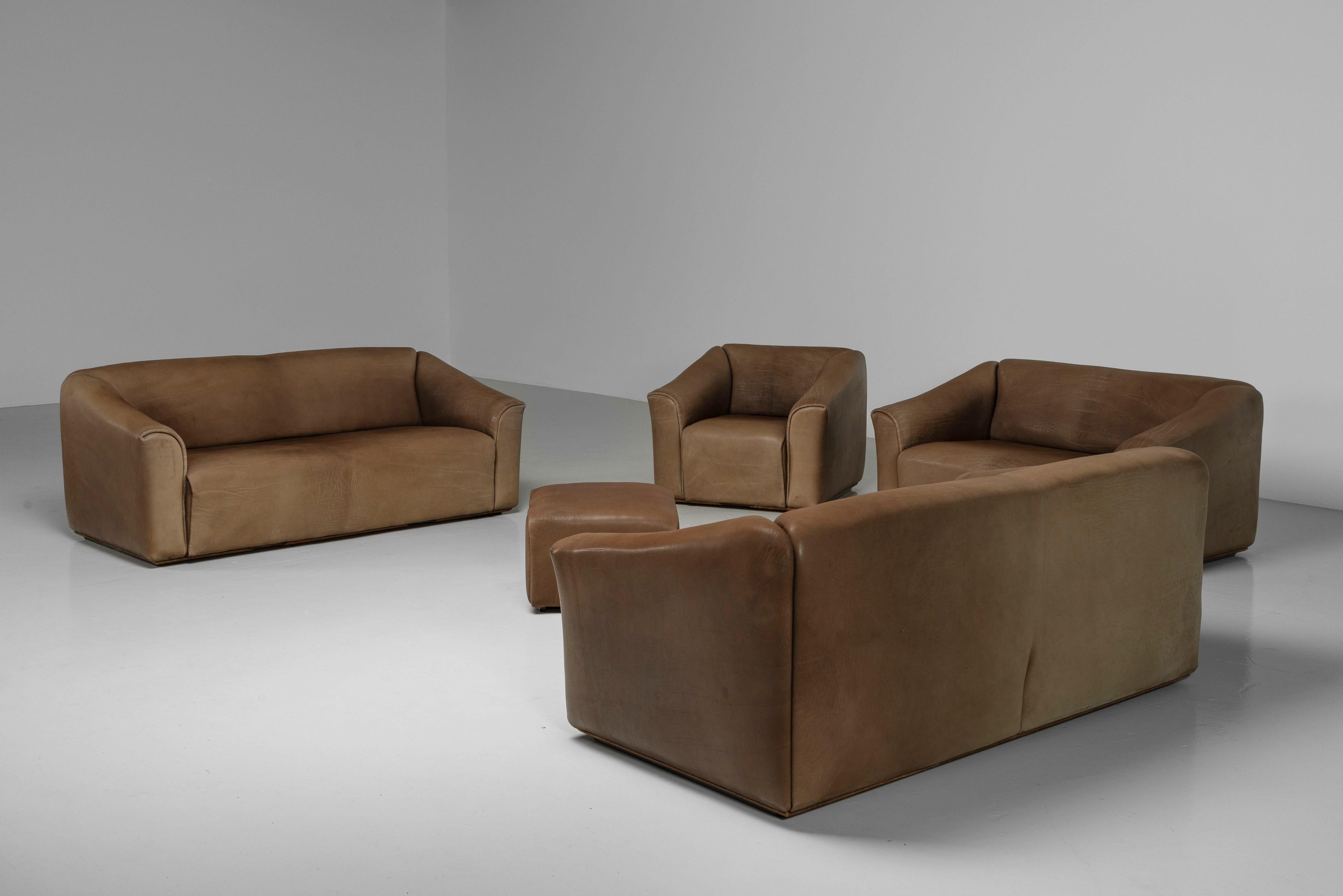 Late 20th Century De Sede DS47 sofa set buffalo leather Switzerland 1970 For Sale