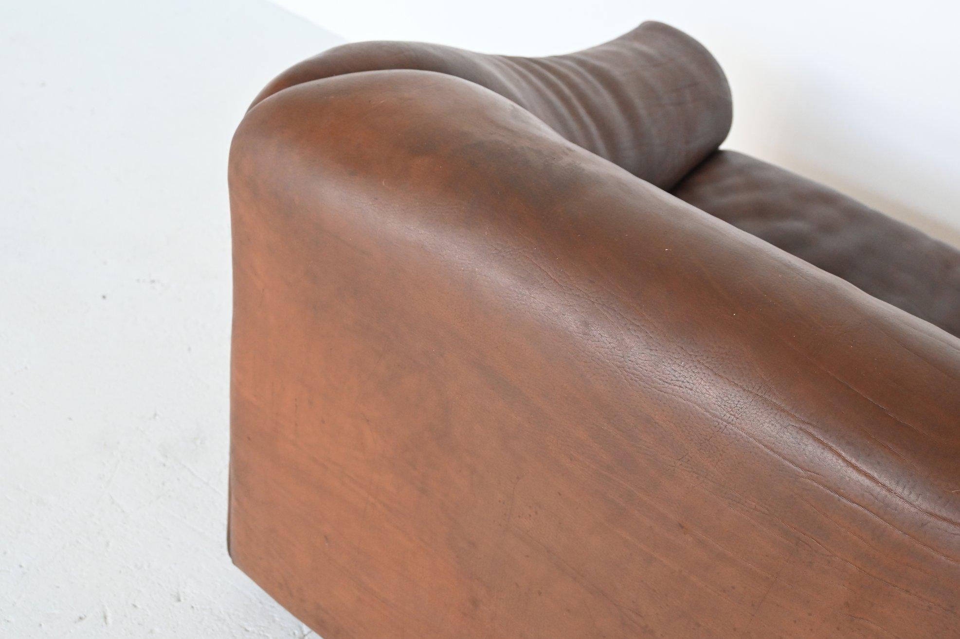 De Sede DS47 Two-Seat Sofa Brown Buffalo Leather, Switzerland, 1970 4