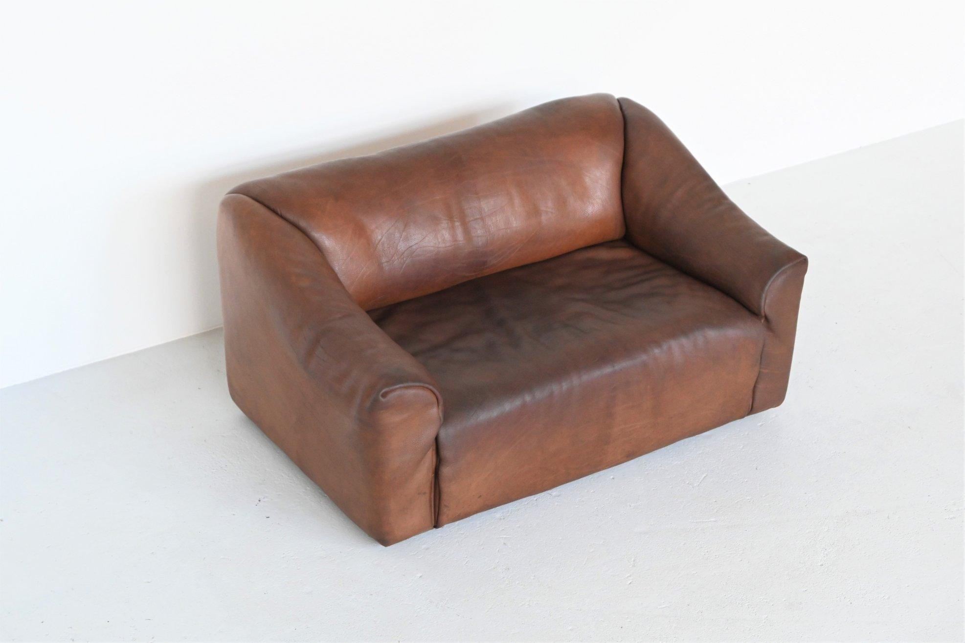 De Sede DS47 Two-Seat Sofa Brown Buffalo Leather, Switzerland, 1970 5