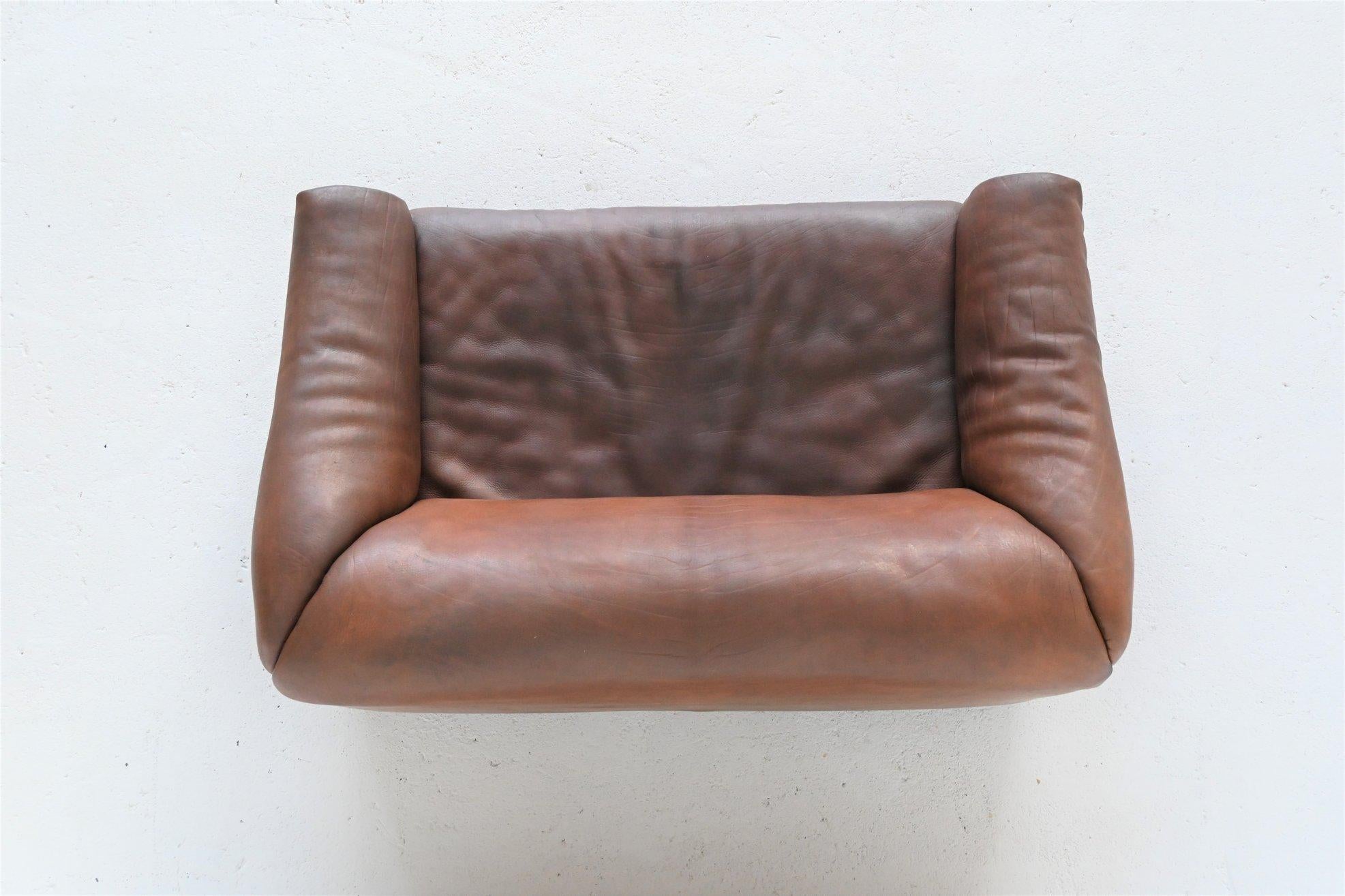 De Sede DS47 Two-Seat Sofa Brown Buffalo Leather, Switzerland, 1970 6