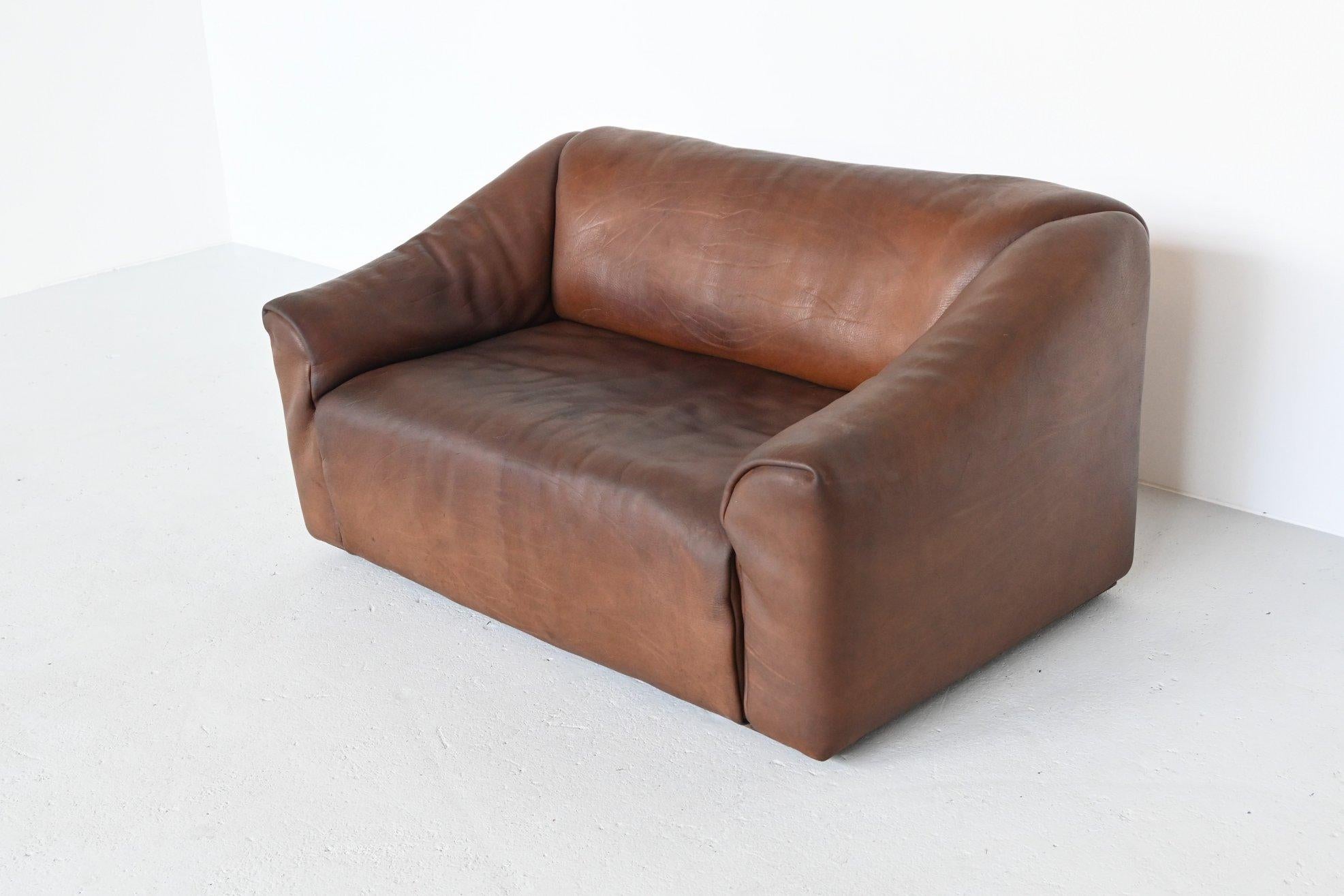 Late 20th Century De Sede DS47 Two-Seat Sofa Brown Buffalo Leather, Switzerland, 1970