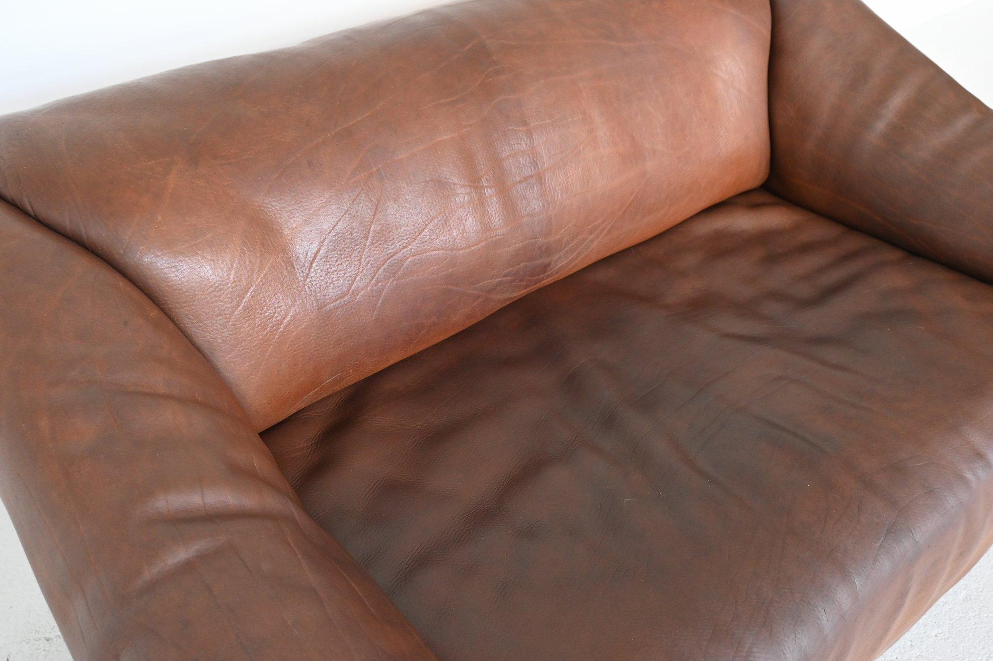 De Sede DS47 Two-Seat Sofa Brown Buffalo Leather, Switzerland, 1970 3