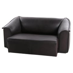 Used De Sede DS47 Two-seater black heavy Buffalo leather Switzerland 1970