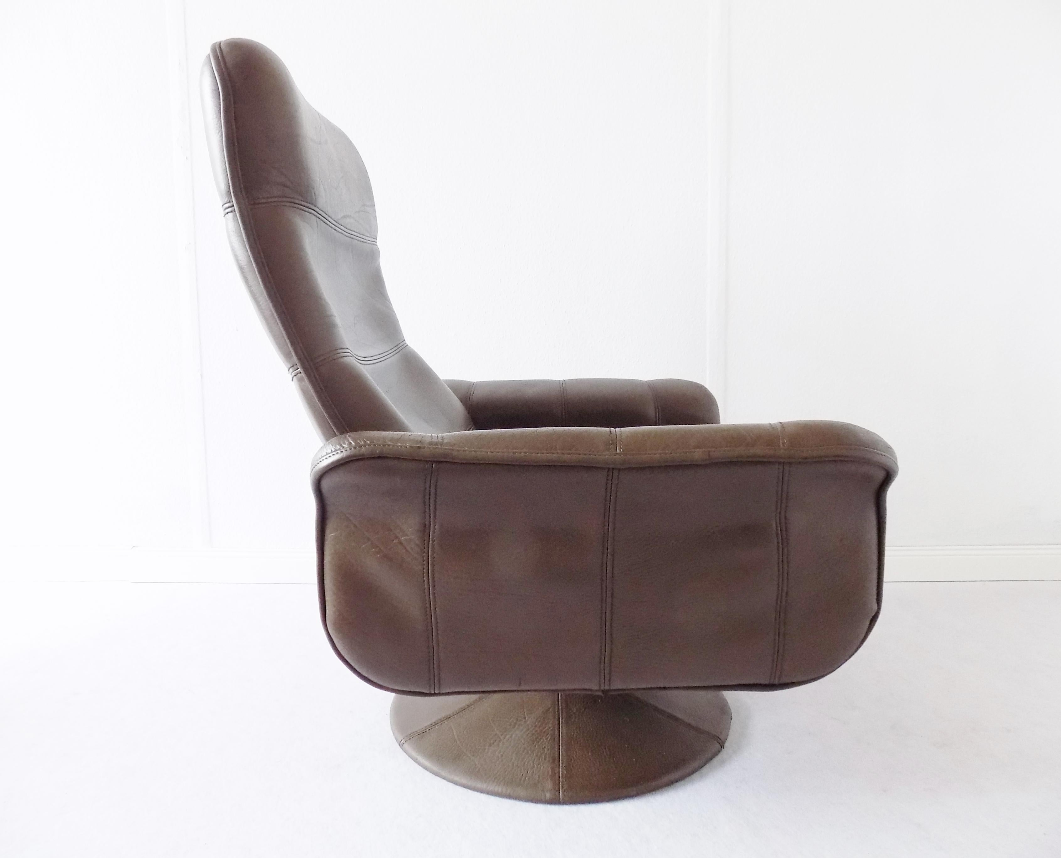 De Sede DS50 Tulip Lounge Chair with Ottoman, mid-century modern, Swiss, leather (Schweizerisch)