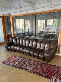 De Sede DS600 Divano a serpente non stop in pelle marrone, anni '70