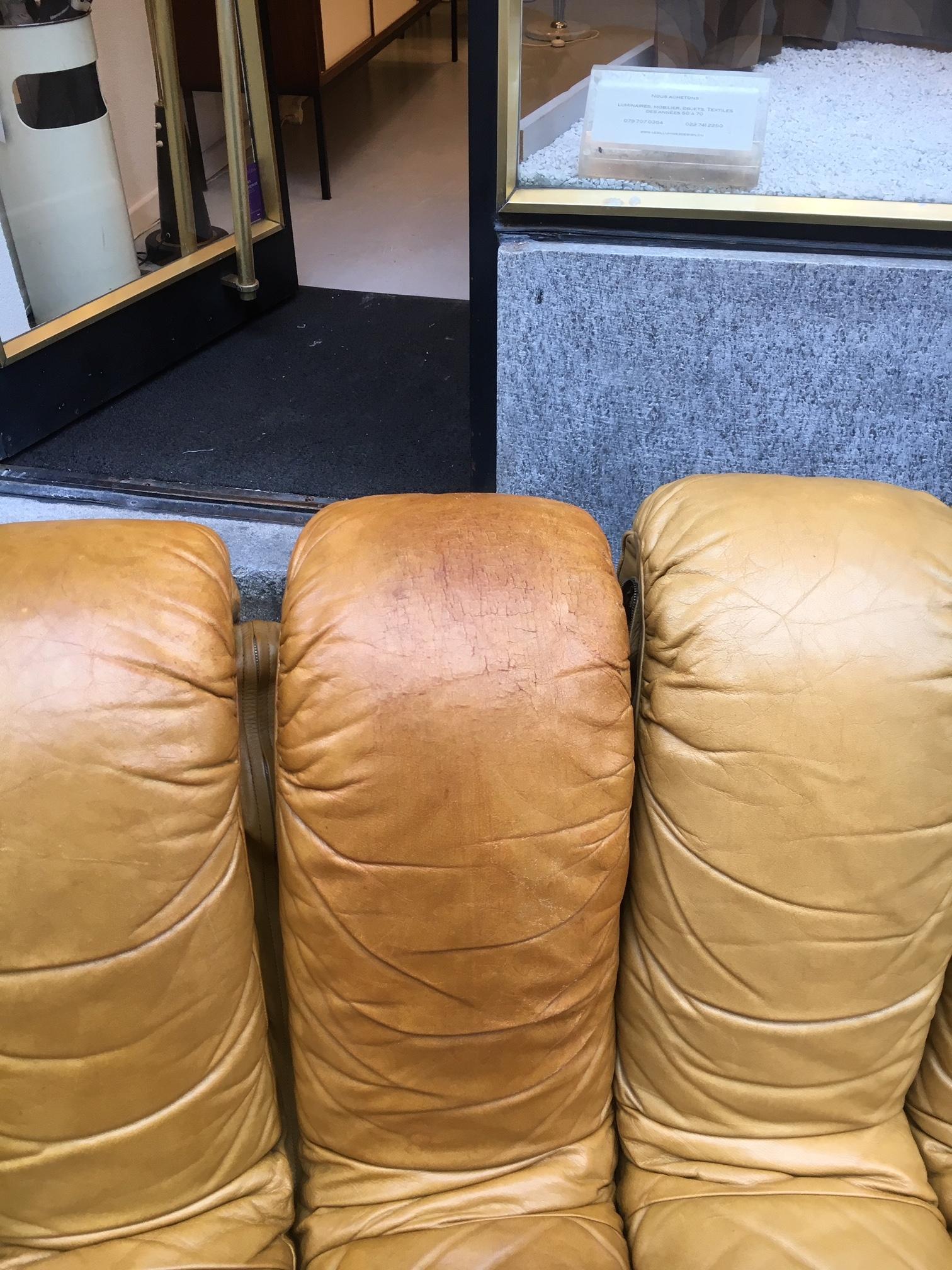 De Sede DS600 Cognac Leather Non Stop Sofa In Good Condition In Geneva, CH