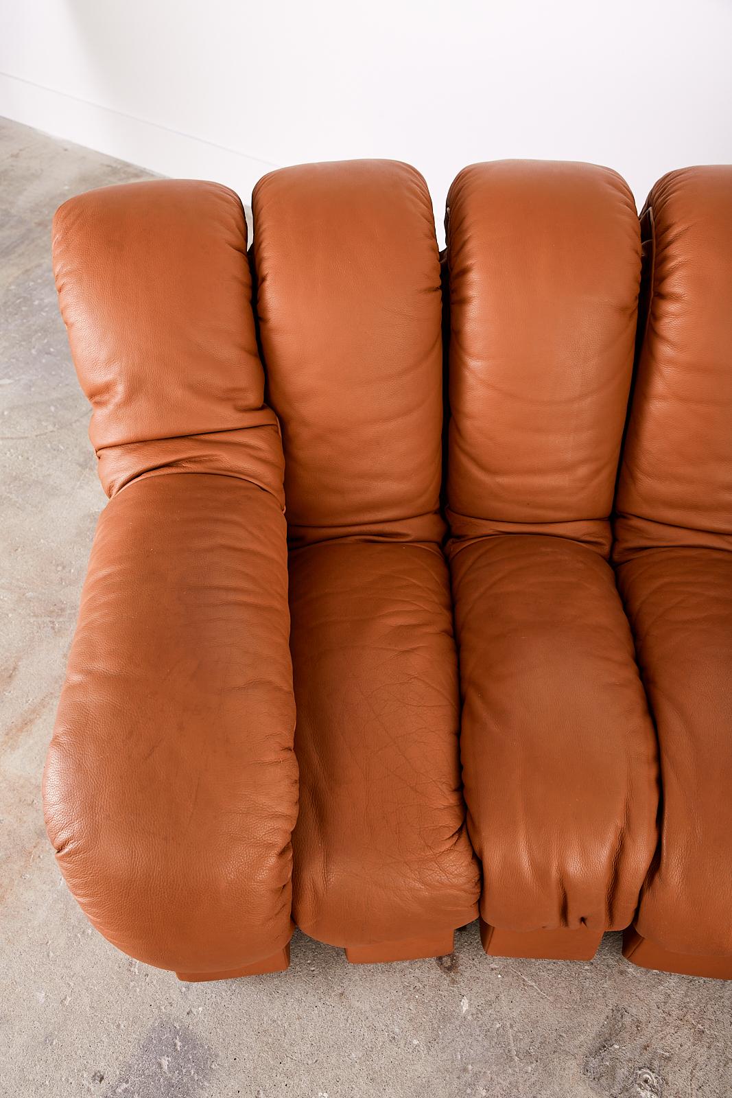 De Sede DS600 Cognac Leather Sectional Non-Stop Snake Sofa 4