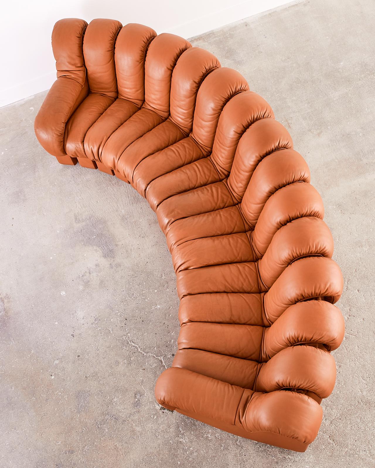 De Sede DS600 Cognac Leather Sectional Non-Stop Snake Sofa 9