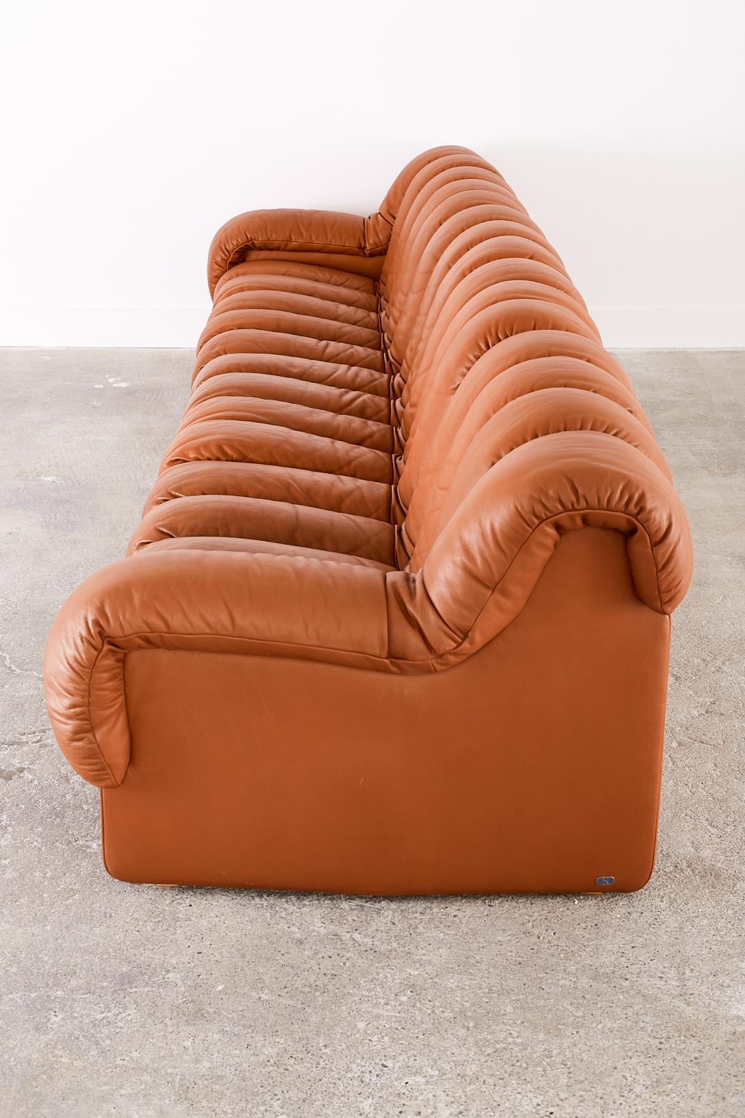 De Sede DS600 Cognac Leather Sectional Non-Stop Snake Sofa In Good Condition In Rio Vista, CA