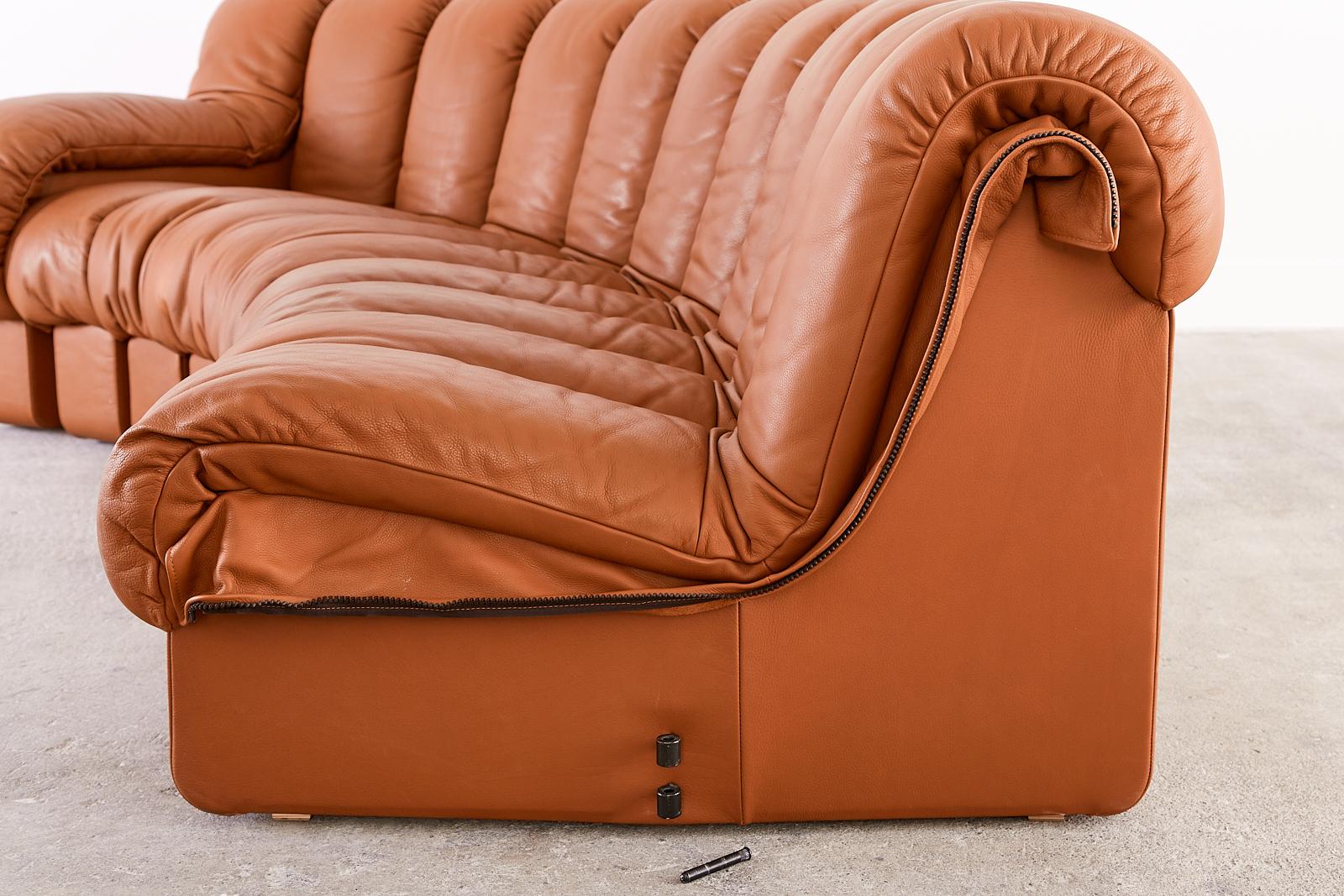 De Sede DS600 Cognac Leather Sectional Non-Stop Snake Sofa 1