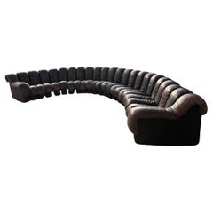 De Sede DS600 Divano a serpente non stop in pelle marrone cioccolato scuro 23 pezzi, anni '70