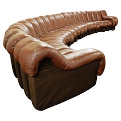De Sede DS600 "Non Stop" Brown Leather Sofa 20+2 Pieces, 1970s, Switzerland