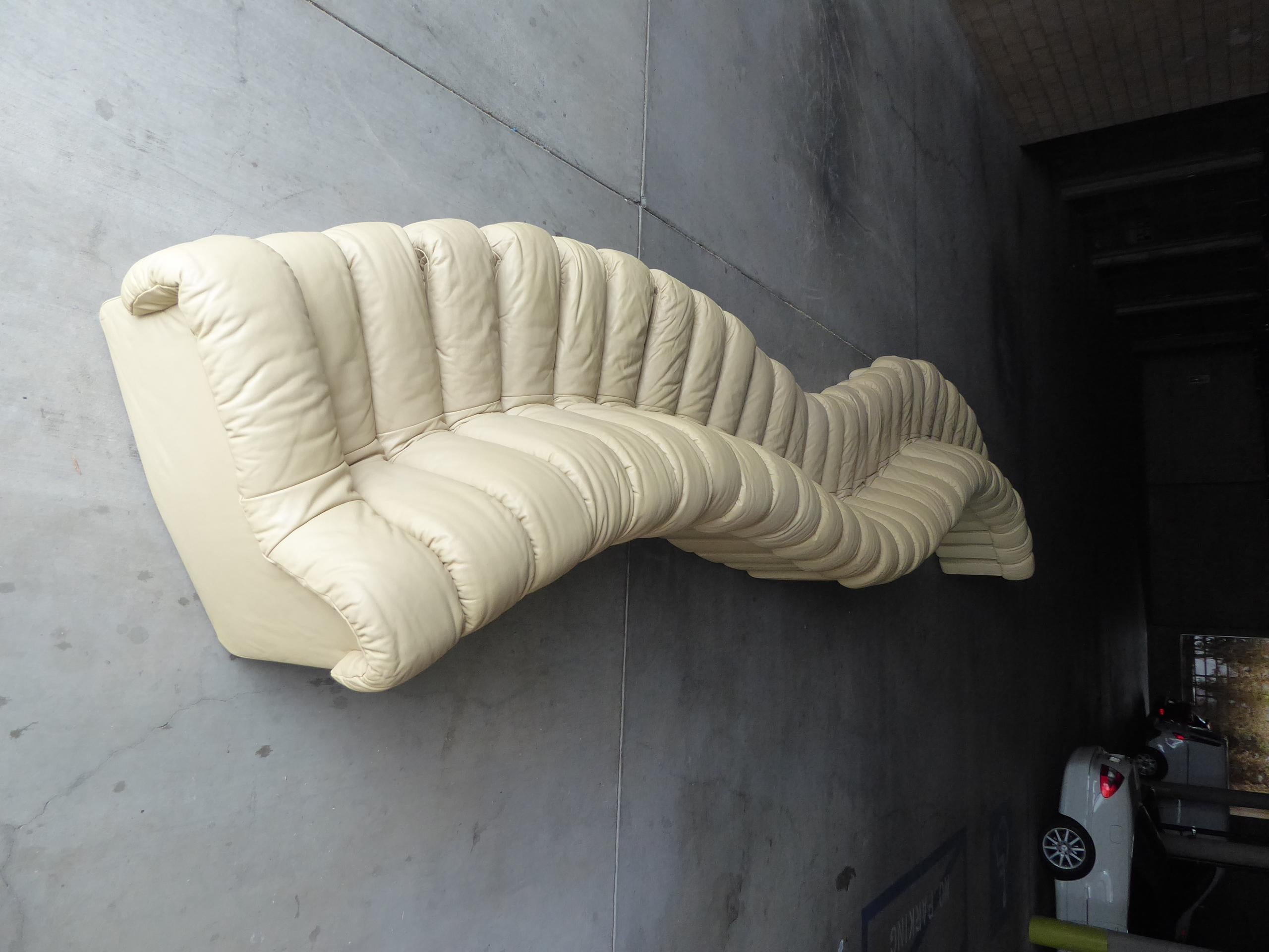 Late 20th Century De Sede DS600 Non Stop Sofa in an Ecru Leather