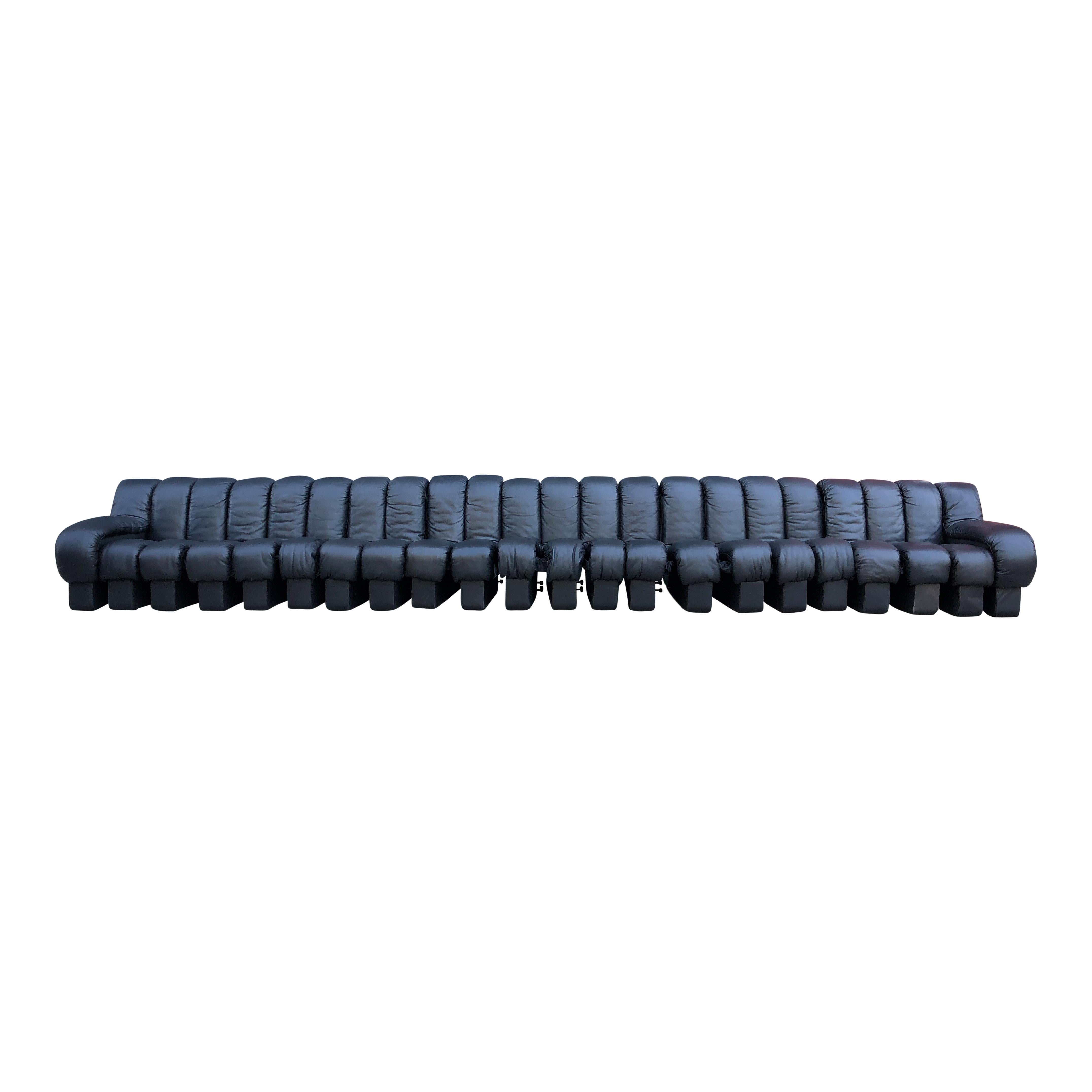 De Sede DS600 Non Stop Sofa aus schwarzem Leder:: 22 Elemente (Moderne der Mitte des Jahrhunderts)