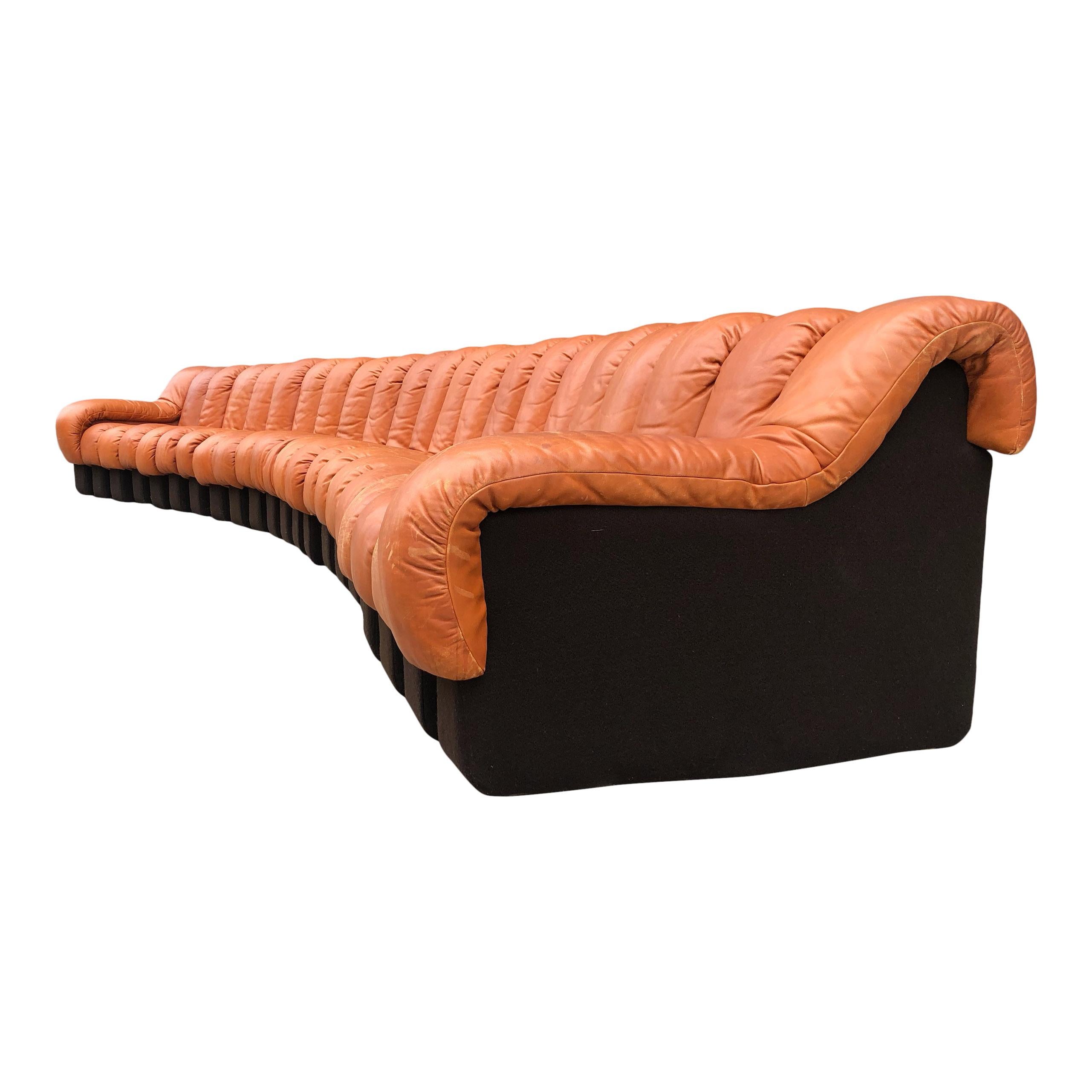 De Sede DS600 Non Stop Sofa in Brown Leather, 22 Elements (Moderne der Mitte des Jahrhunderts)
