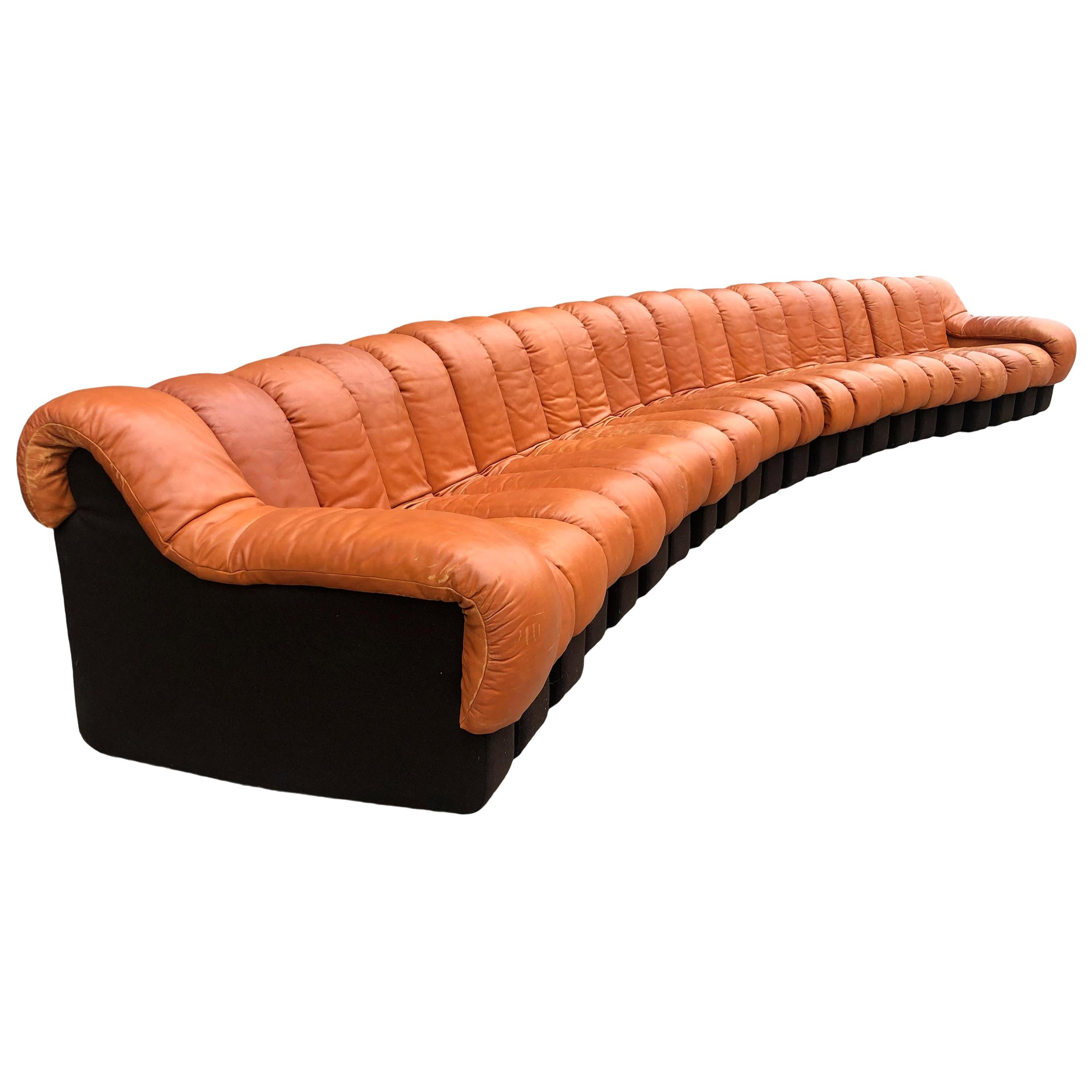 De Sede DS600 Non Stop Sofa in Brown Leather, 22 Elements