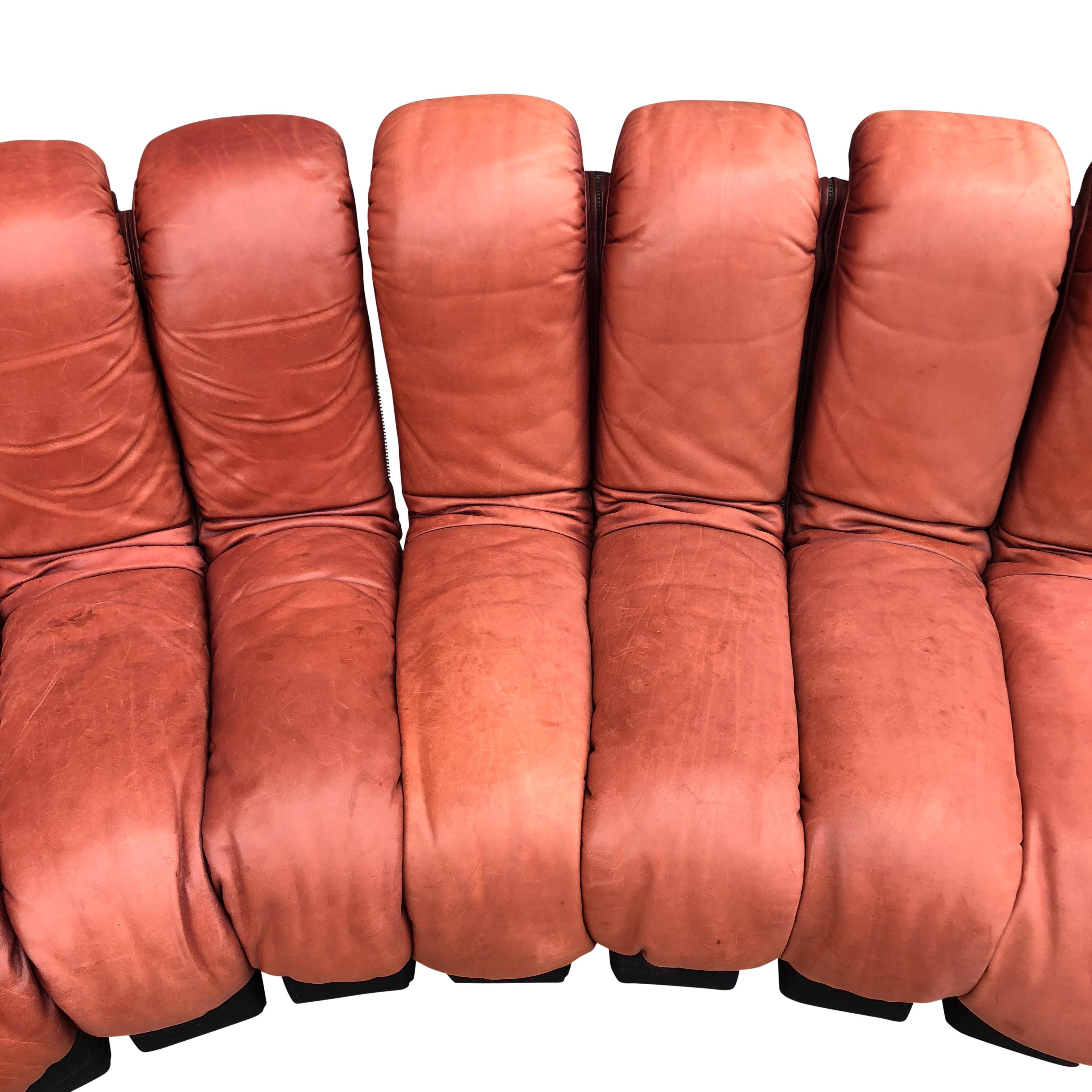 De Sede DS600 Non Stop Sofa in Rich Brown Leather, 22 Elements 2