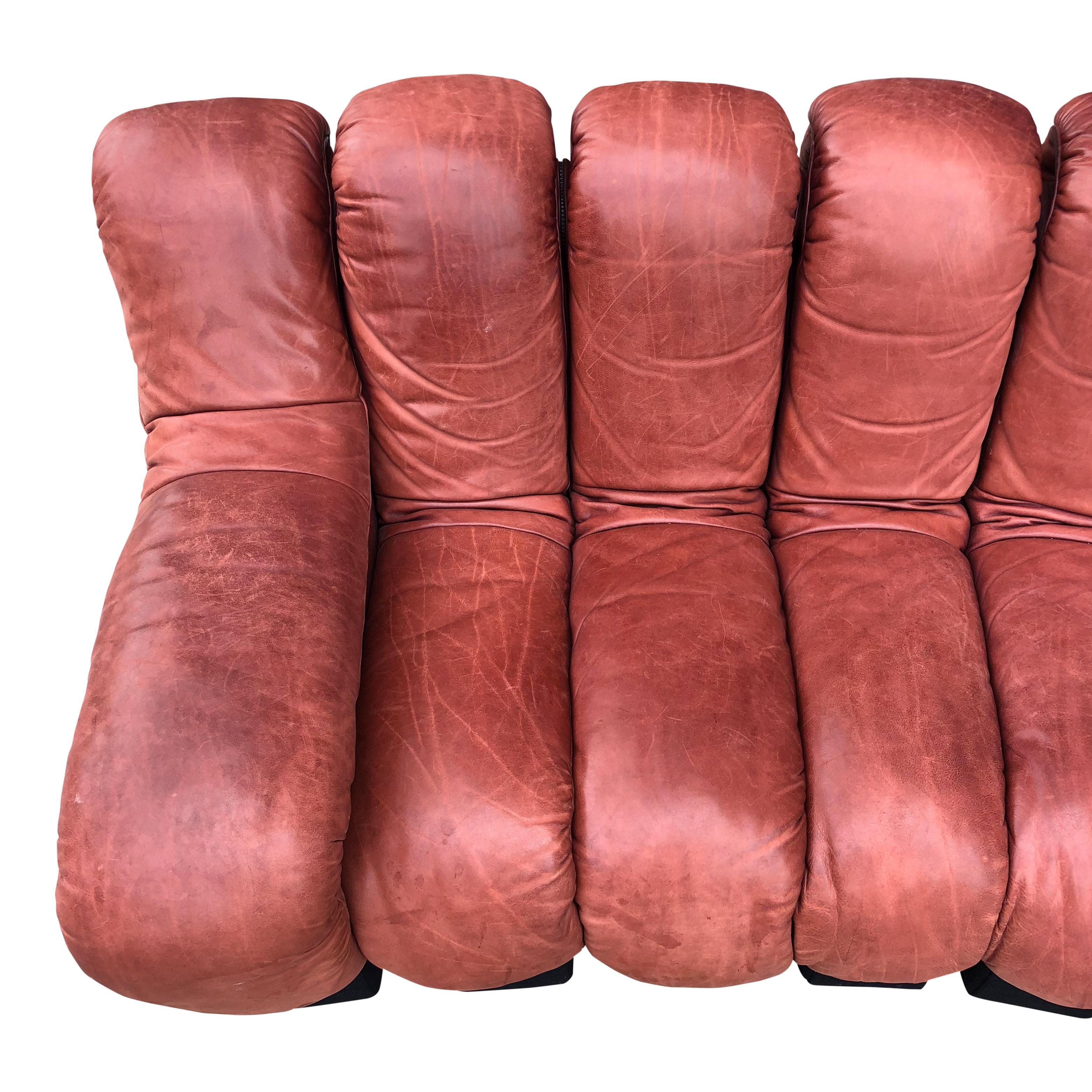 De Sede DS600 Non Stop Sofa in Rich Brown Leather, 22 Elements 1