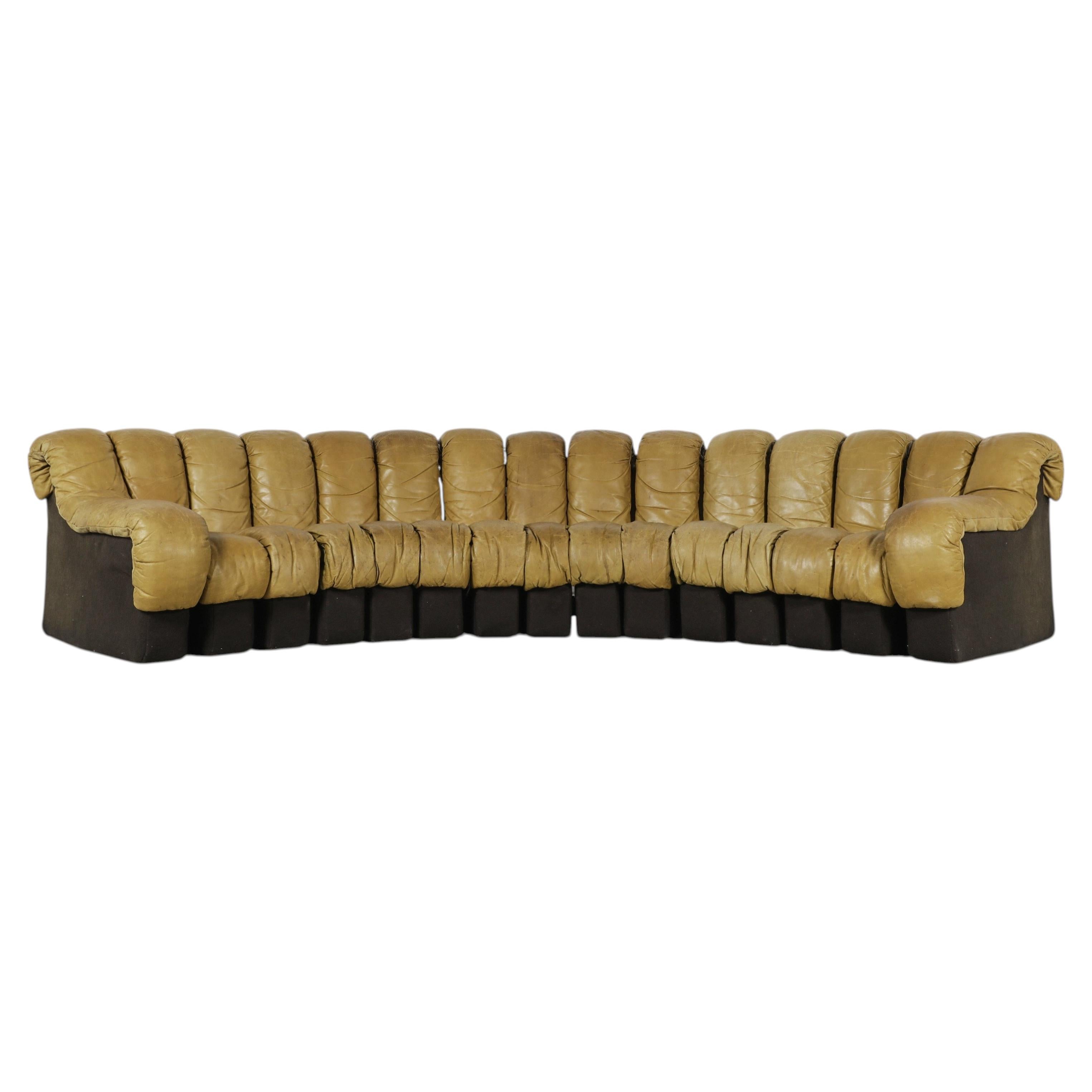 De Sede DS600 'Nonstop' 30-Piece Sectional Sofa Set, Curry Nappa Leather
