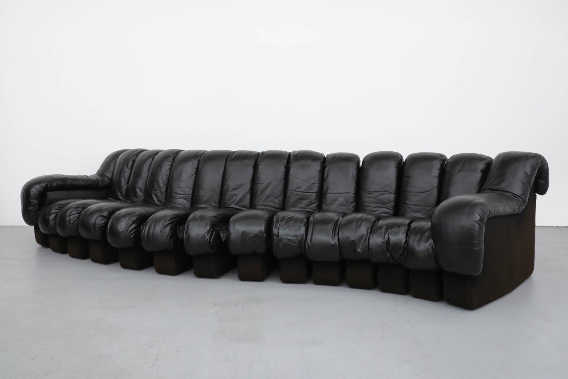 De Sede DS600 Ueli Berger Schwarzes 14teiliges Sofa „ Non-Stop“ aus Leder 6