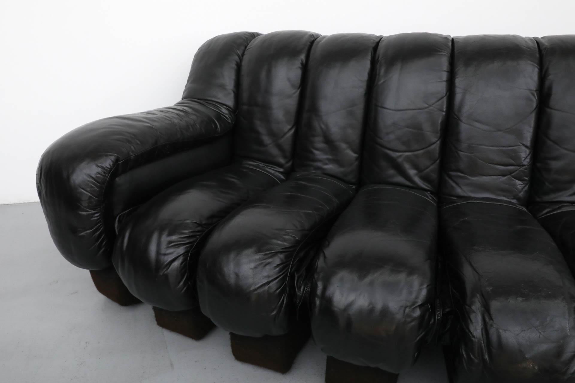 De Sede DS600 Ueli Berger Schwarzes 14teiliges Sofa „ Non-Stop“ aus Leder 11
