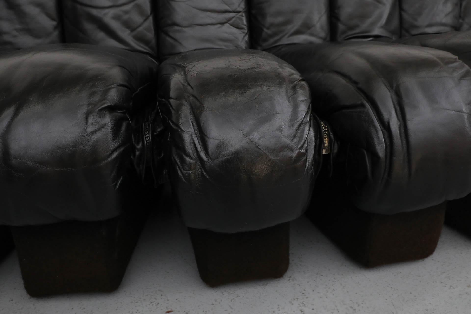 De Sede DS600 Ueli Berger Schwarzes 14teiliges Sofa „ Non-Stop“ aus Leder 12