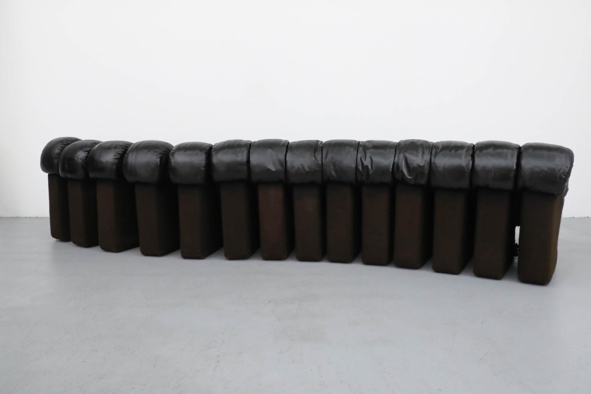 De Sede DS600 Ueli Berger Schwarzes 14teiliges Sofa „ Non-Stop“ aus Leder im Zustand „Gut“ in Los Angeles, CA