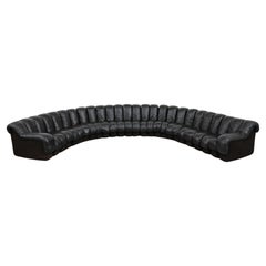 De Sede DS600 Ueli Berger Black Leather 26 Piece "Non-Stop" Sofa