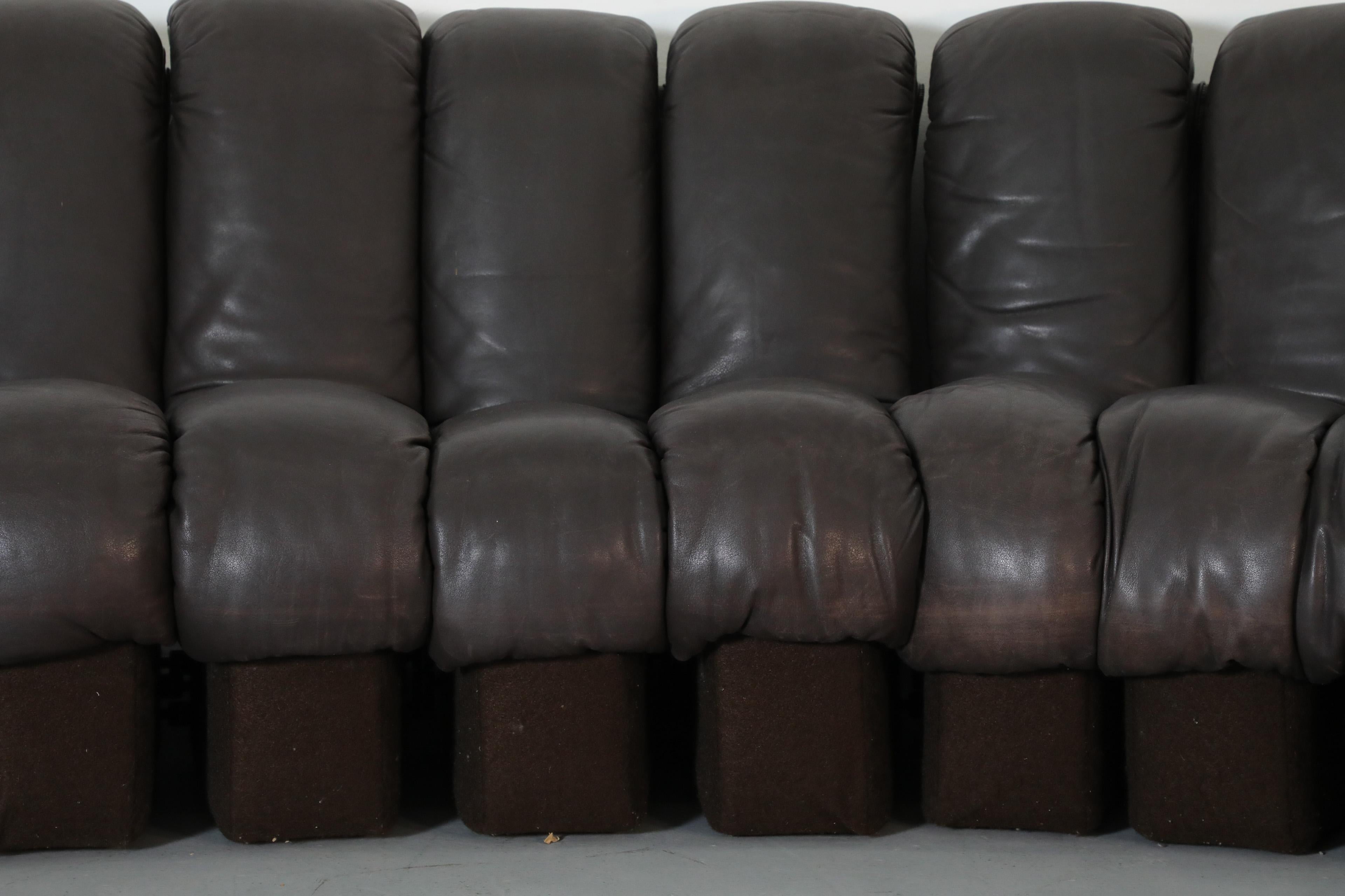 De Sede DS600 Ueli Berger Cuero Marrón Oscuro Sofá de 22 Piezas 
