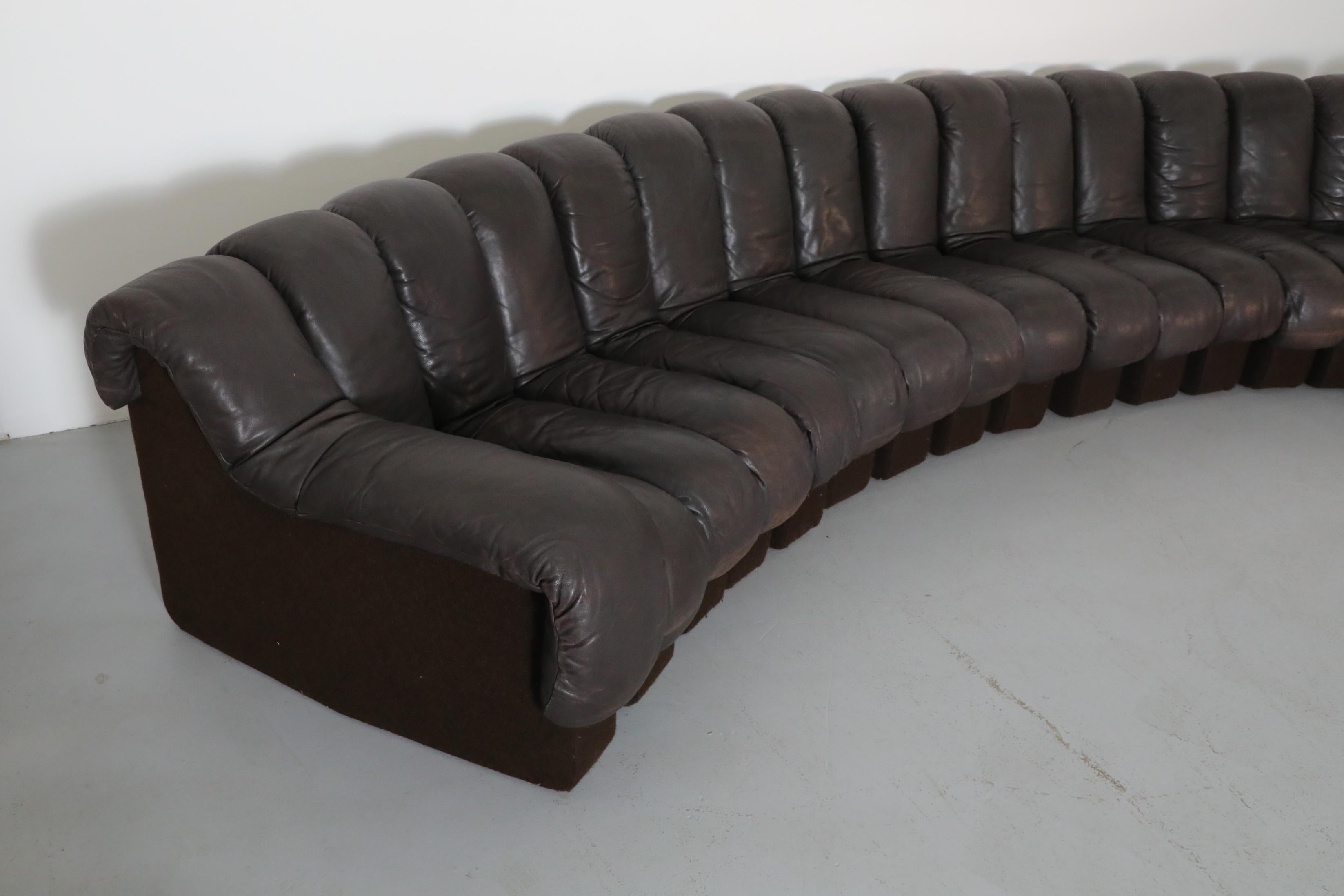 De Sede DS600 Ueli Berger Cuero Marrón Oscuro Sofá de 22 Piezas 