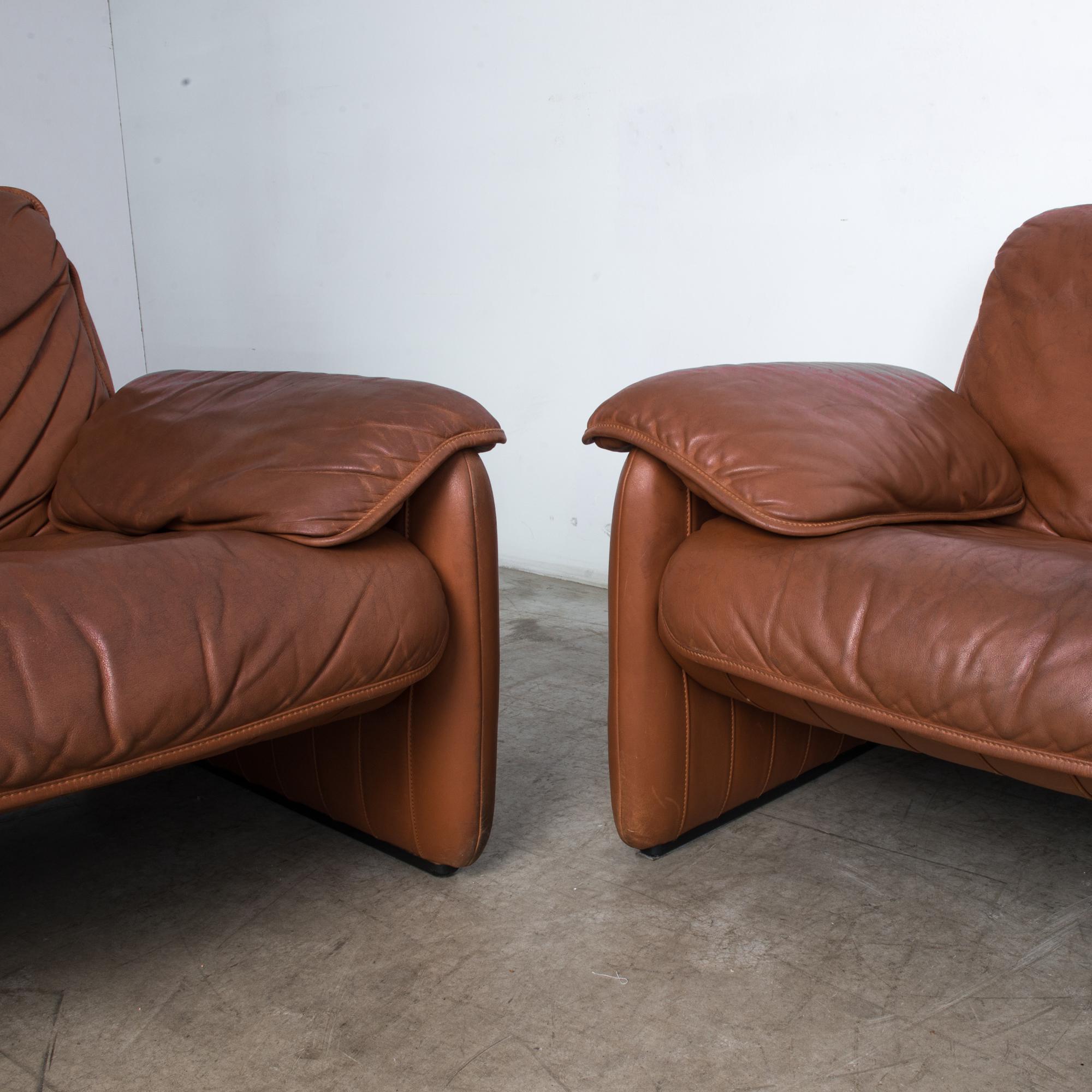 De Sede DS61 Brown Leather Sofa Set, Set of Three 6